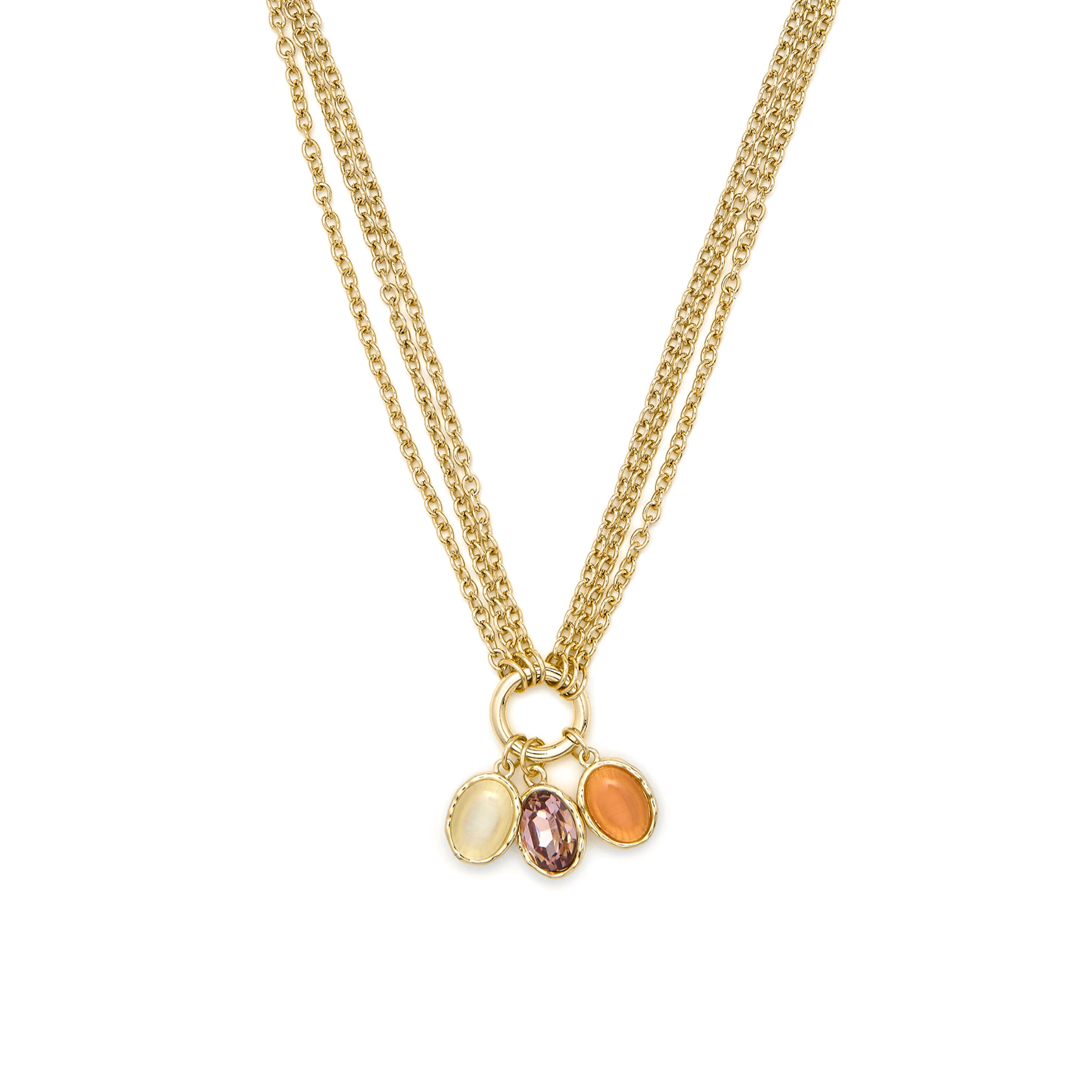 18k Yellow Gold-Plated Multicolor Cat Eye Necklace - Zalya