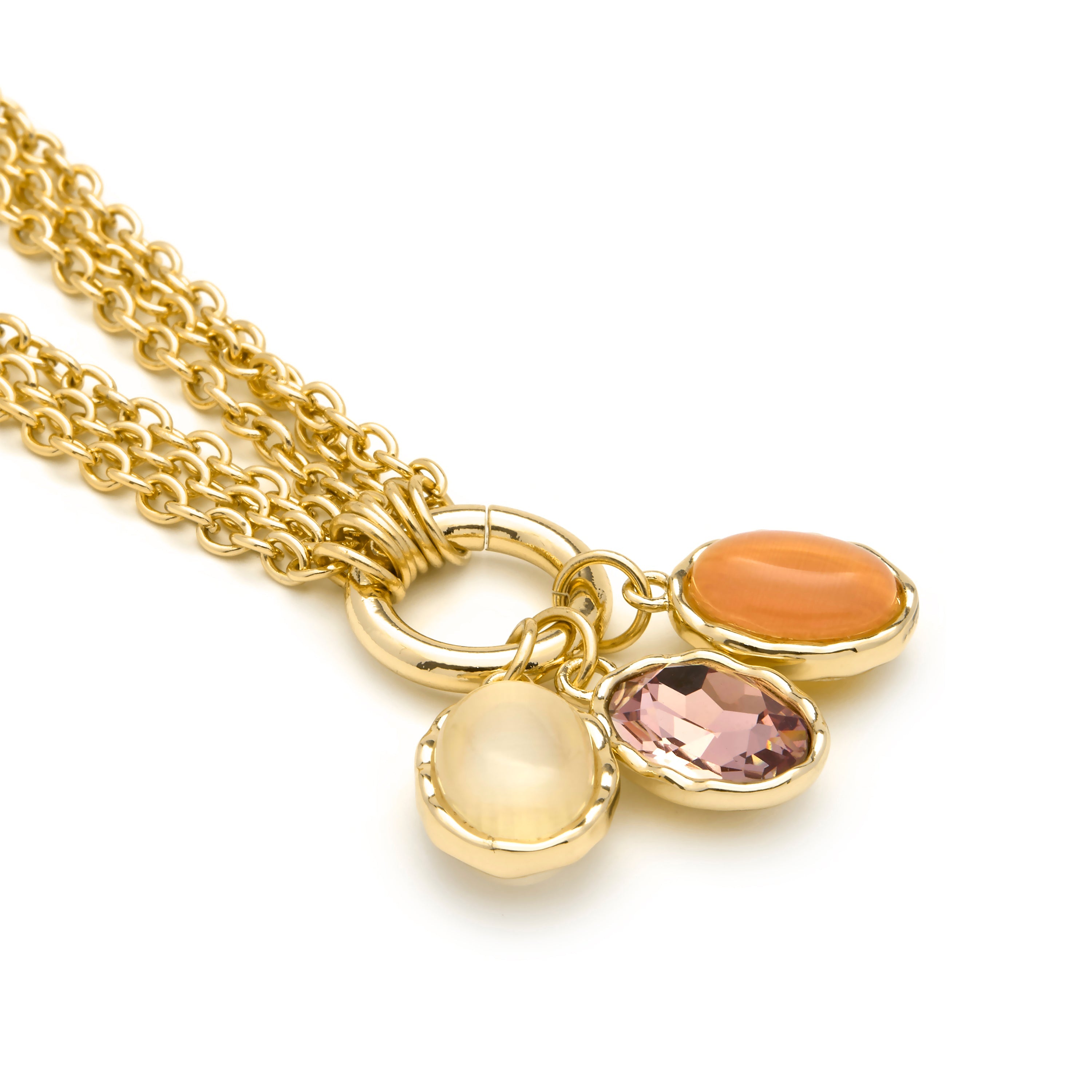 18k Yellow Gold-Plated Multicolor Cat Eye Necklace - Zalya
