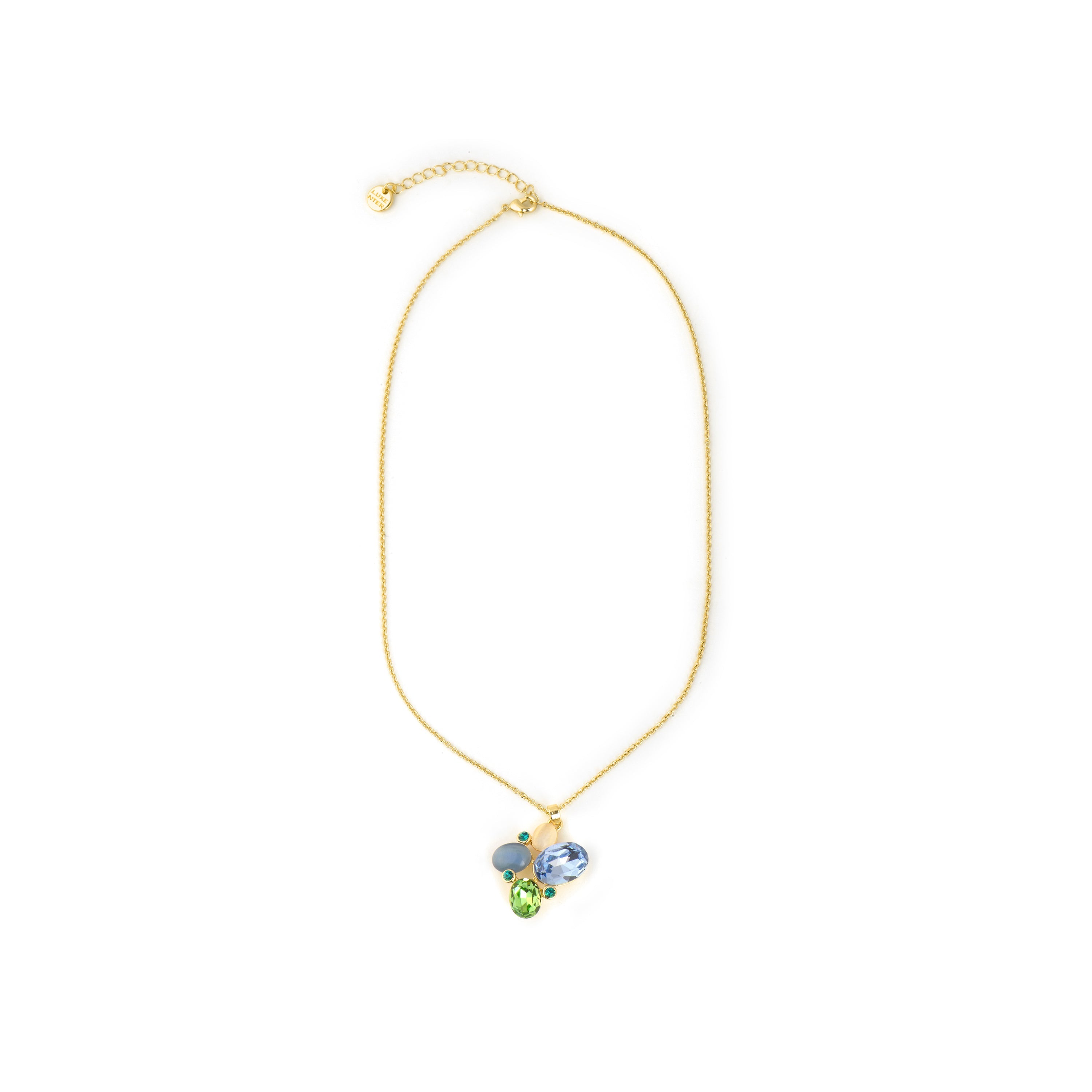 Blue Cat Eye Necklace finished in 18k yellow gold - Anxobu