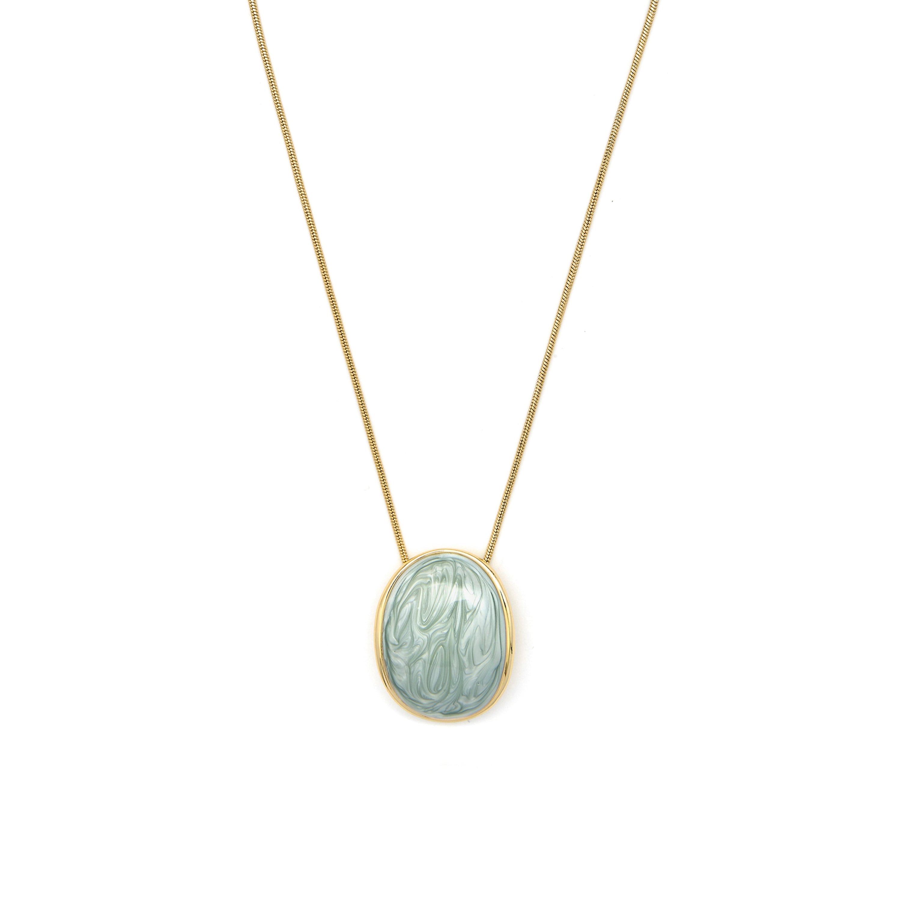 Green Lacquer Necklace with 18k Yellow Gold Finish - Sul