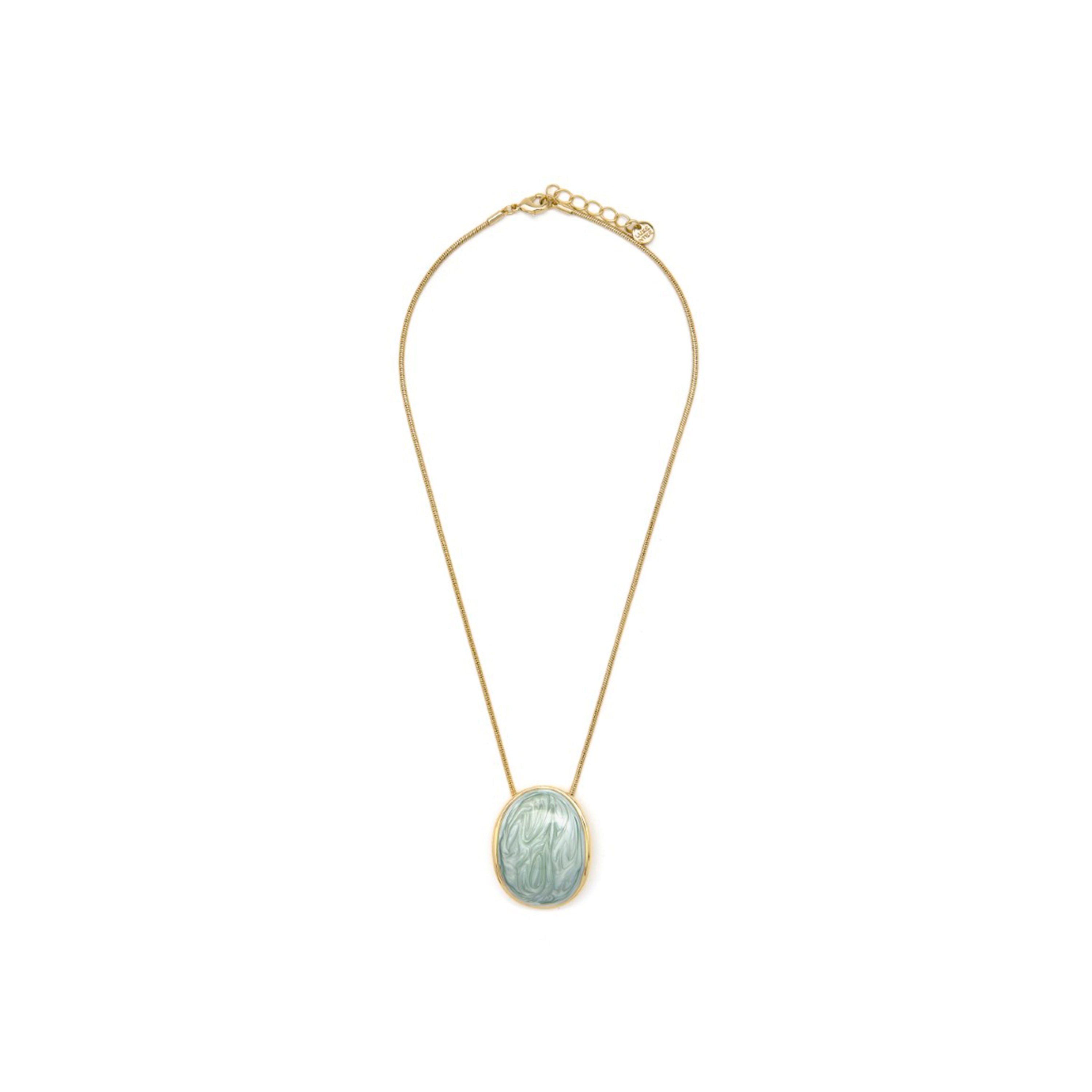 Green Lacquer Necklace with 18k Yellow Gold Finish - Sul