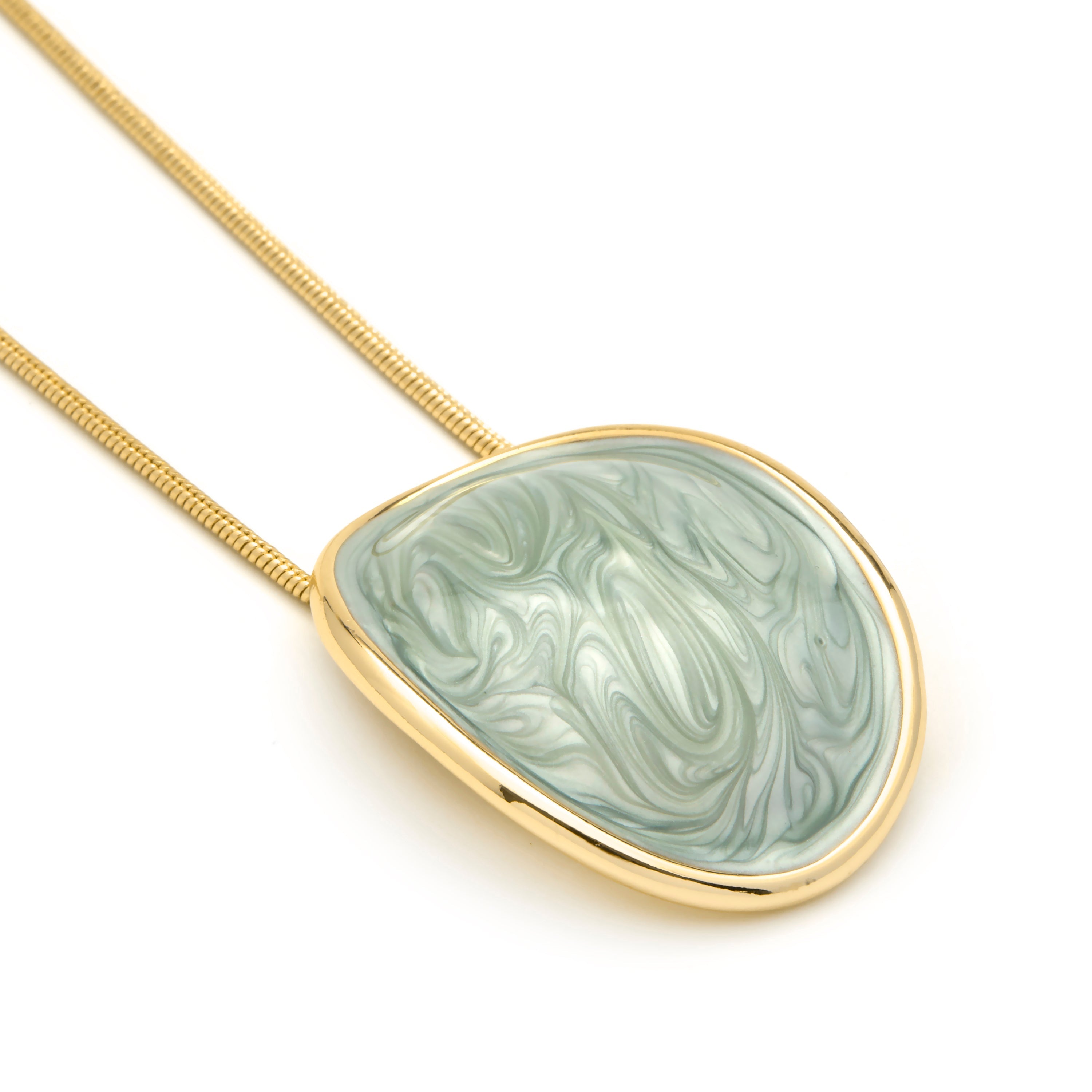 Green Lacquer Necklace with 18k Yellow Gold Finish - Sul
