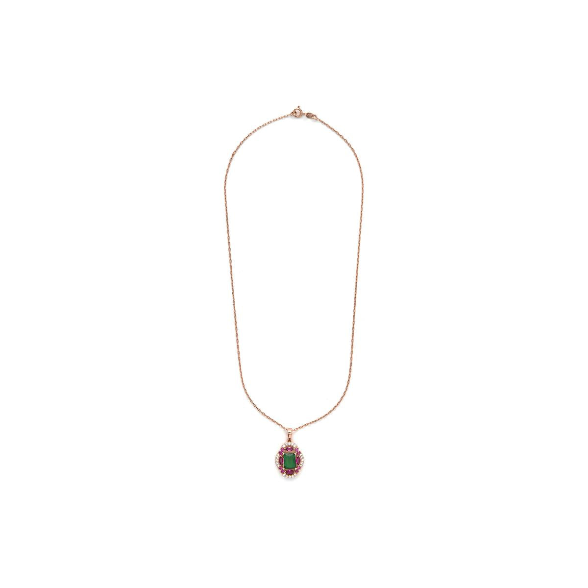 18k Yellow Gold Plated Multicolor Zircon Necklace - Riadxo