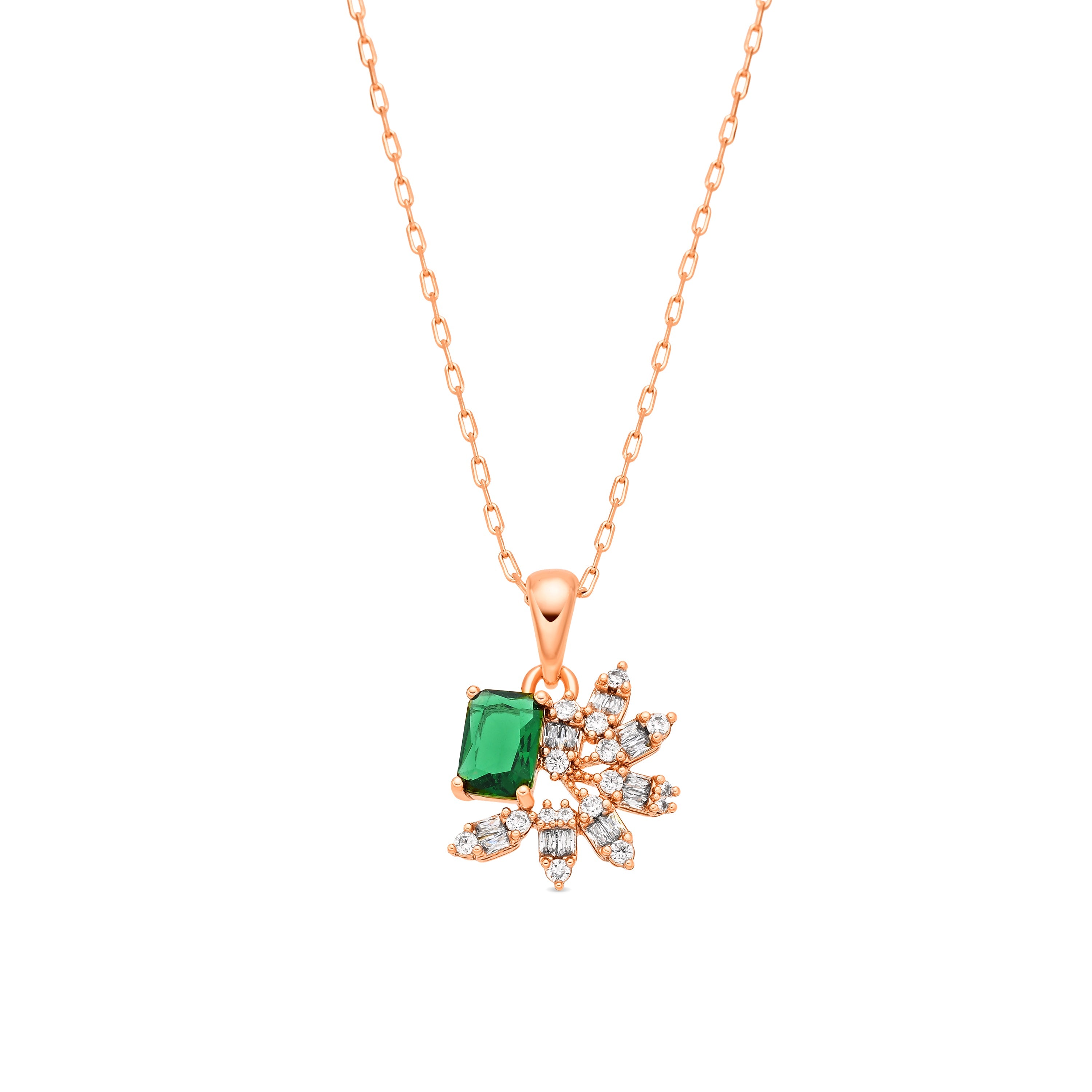 18k yellow gold-finished Emerald Zircon Necklace - Juveio