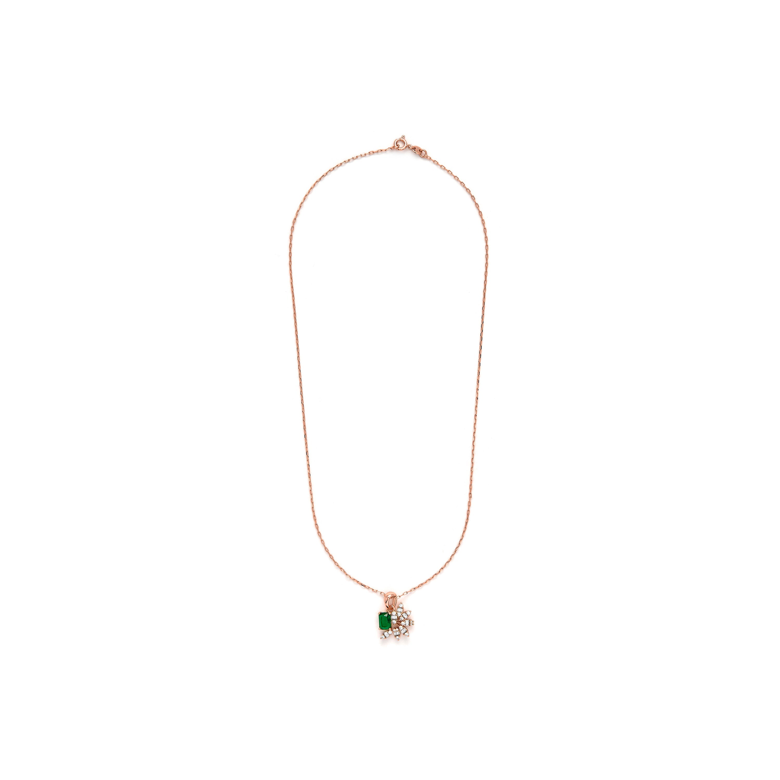 18k yellow gold-finished Emerald Zircon Necklace - Juveio