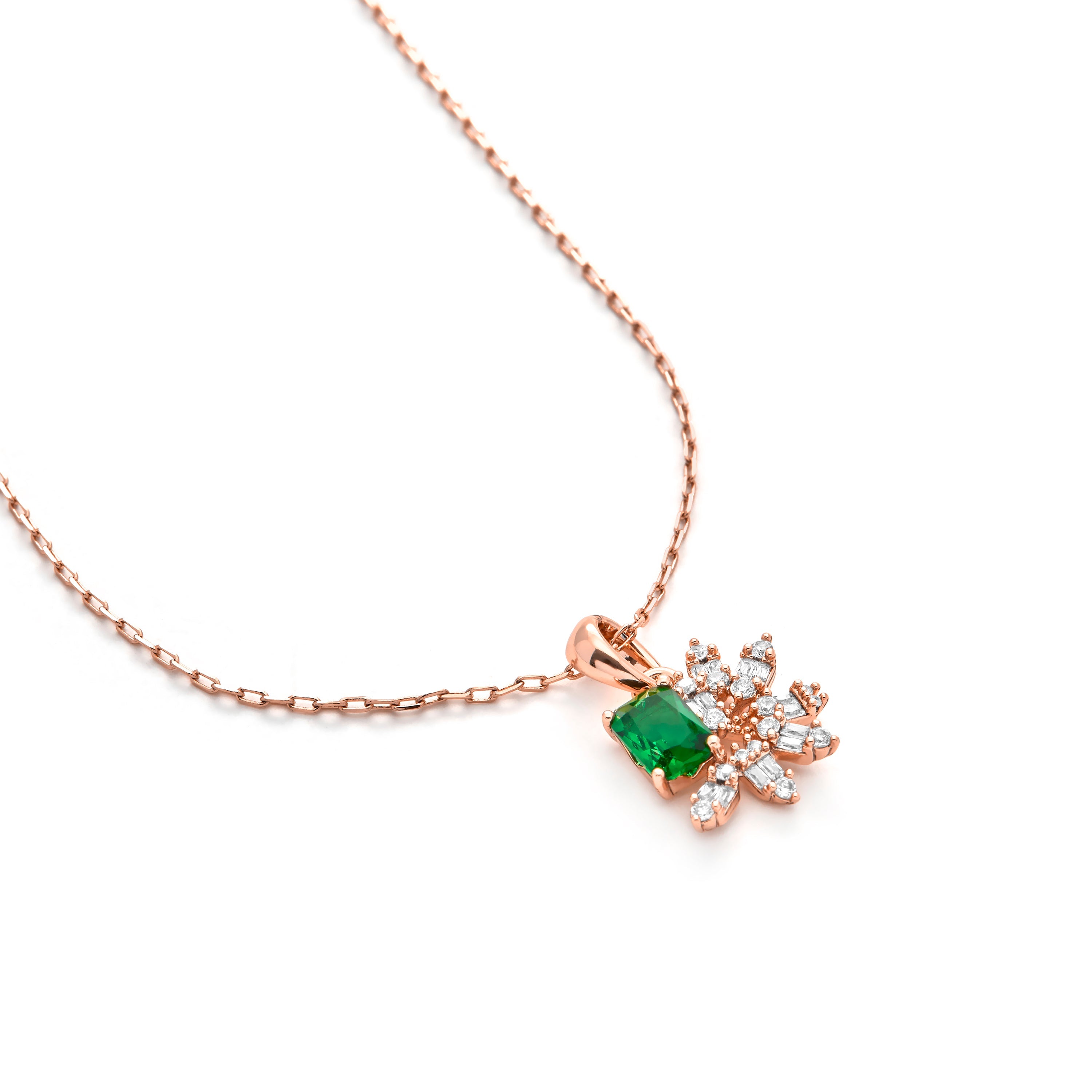 18k yellow gold-finished Emerald Zircon Necklace - Juveio