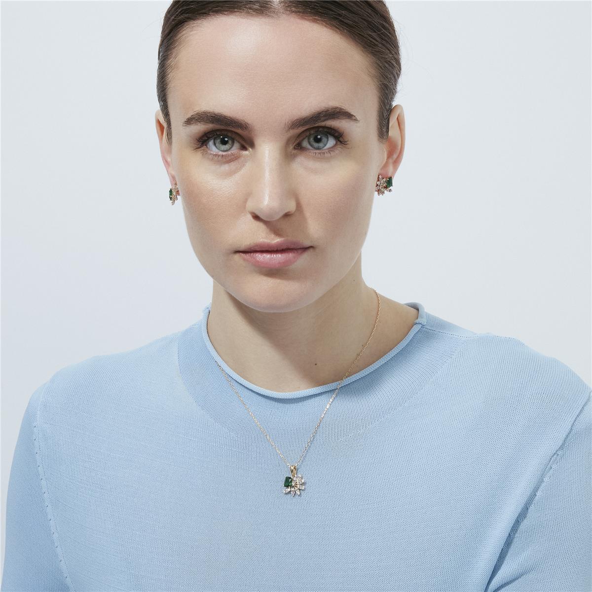 18k yellow gold-finished Emerald Zircon Necklace - Juveio