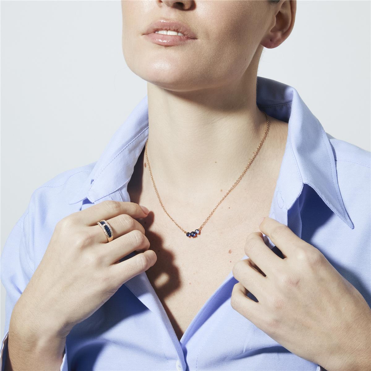 18k Yellow Gold-Plated Sapphire Zircon Necklace - Ciruk