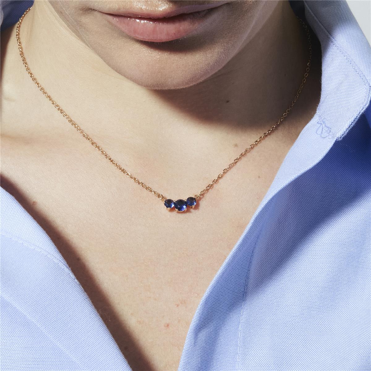 18k Yellow Gold-Plated Sapphire Zircon Necklace - Ciruk