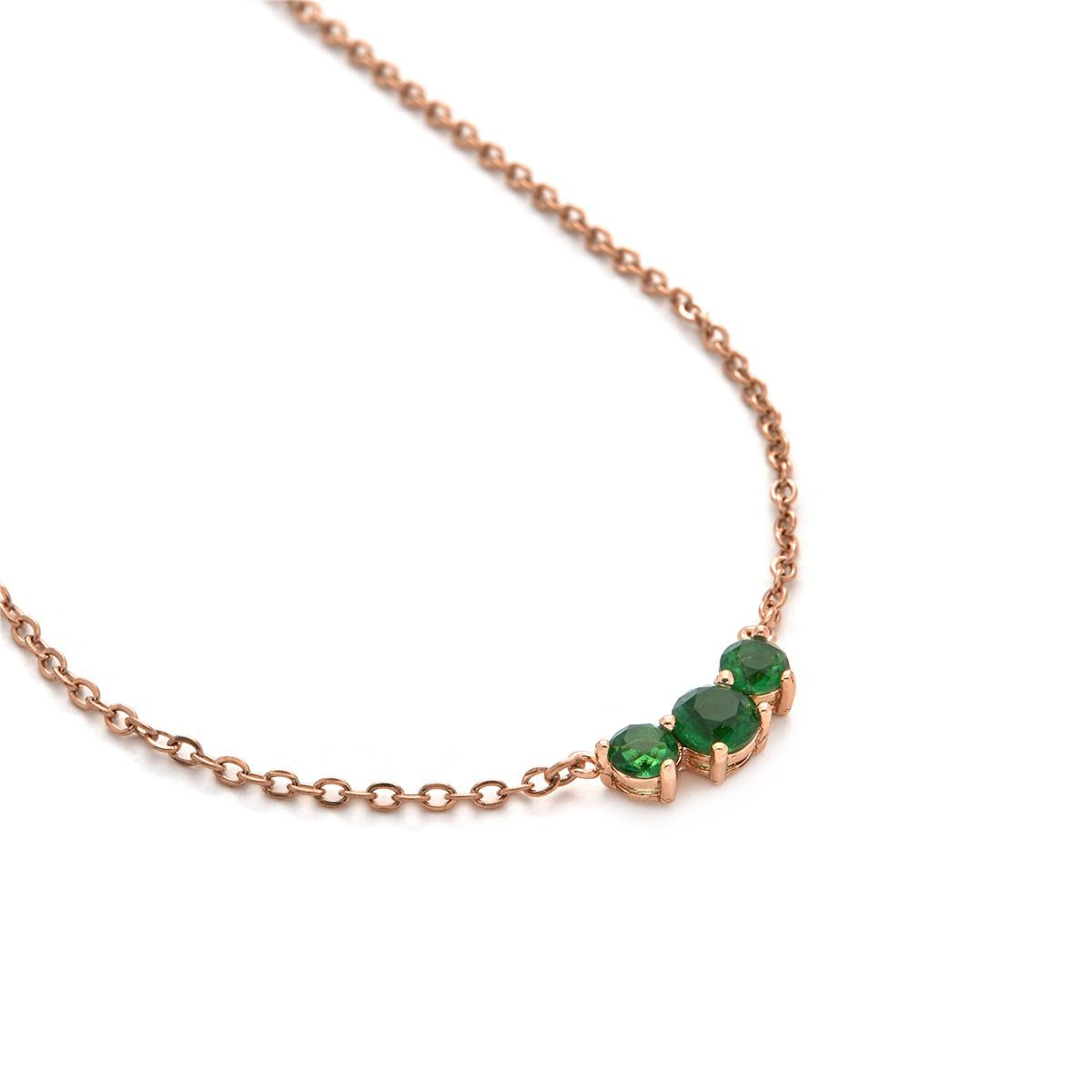 Emerald Zircon Necklace with 18k Yellow Gold Finish - Ciruk
