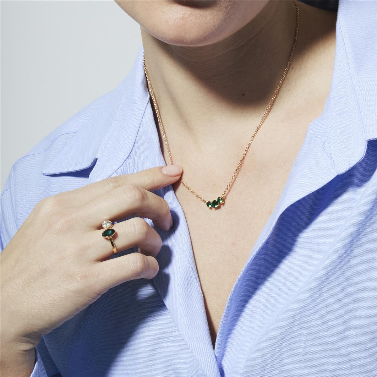 Emerald Zircon Necklace with 18k Yellow Gold Finish - Ciruk