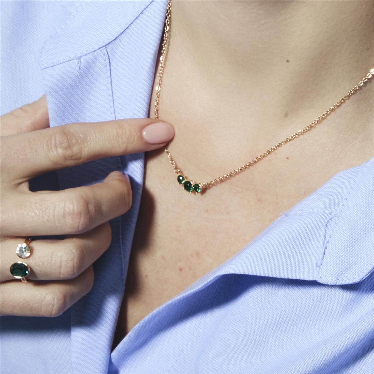 Emerald Zircon Necklace with 18k Yellow Gold Finish - Ciruk