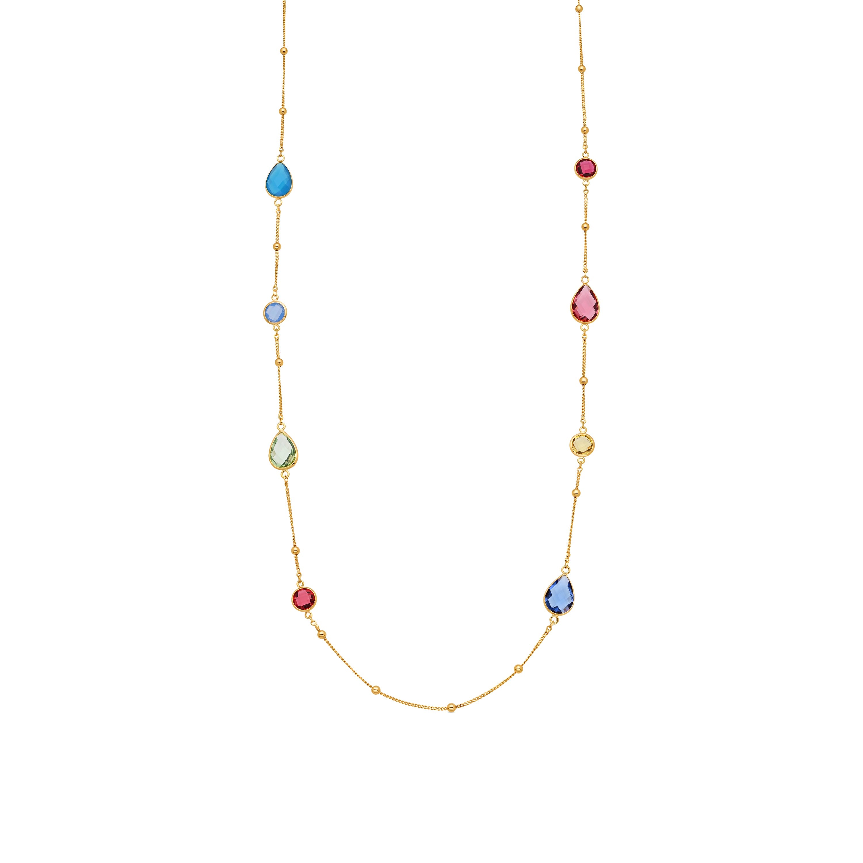 18k Yellow Gold Finish Multicolor Hydrothermal Quartz Necklace - Laswen