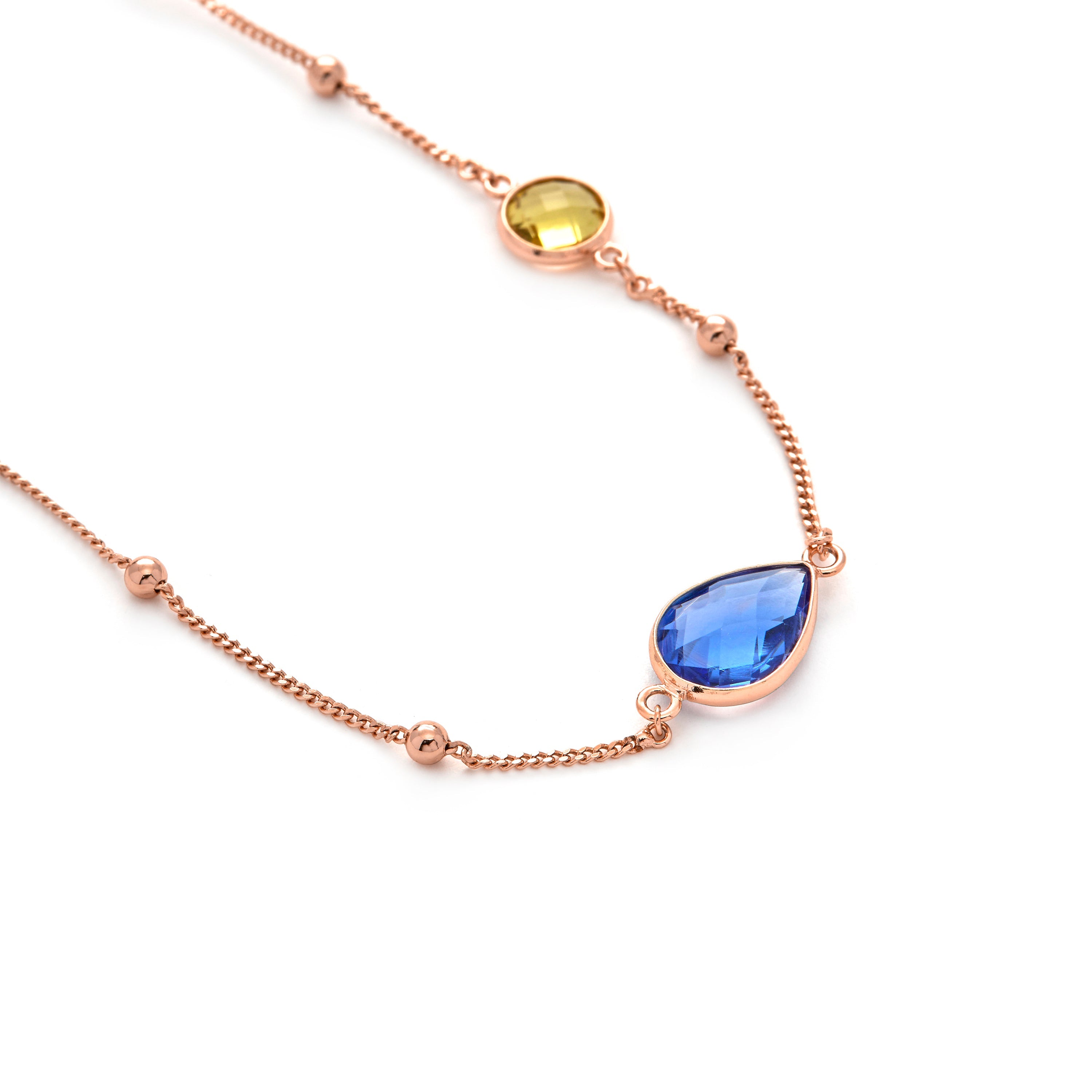 18k Yellow Gold Finish Multicolor Hydrothermal Quartz Necklace - Laswen