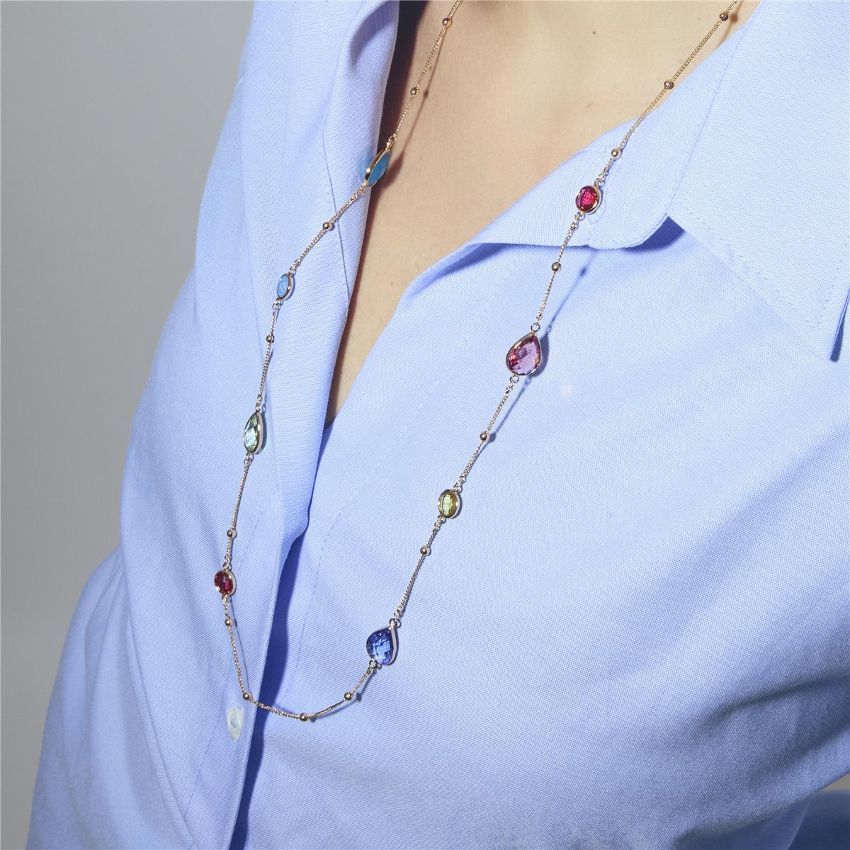 18k Yellow Gold Finish Multicolor Hydrothermal Quartz Necklace - Laswen