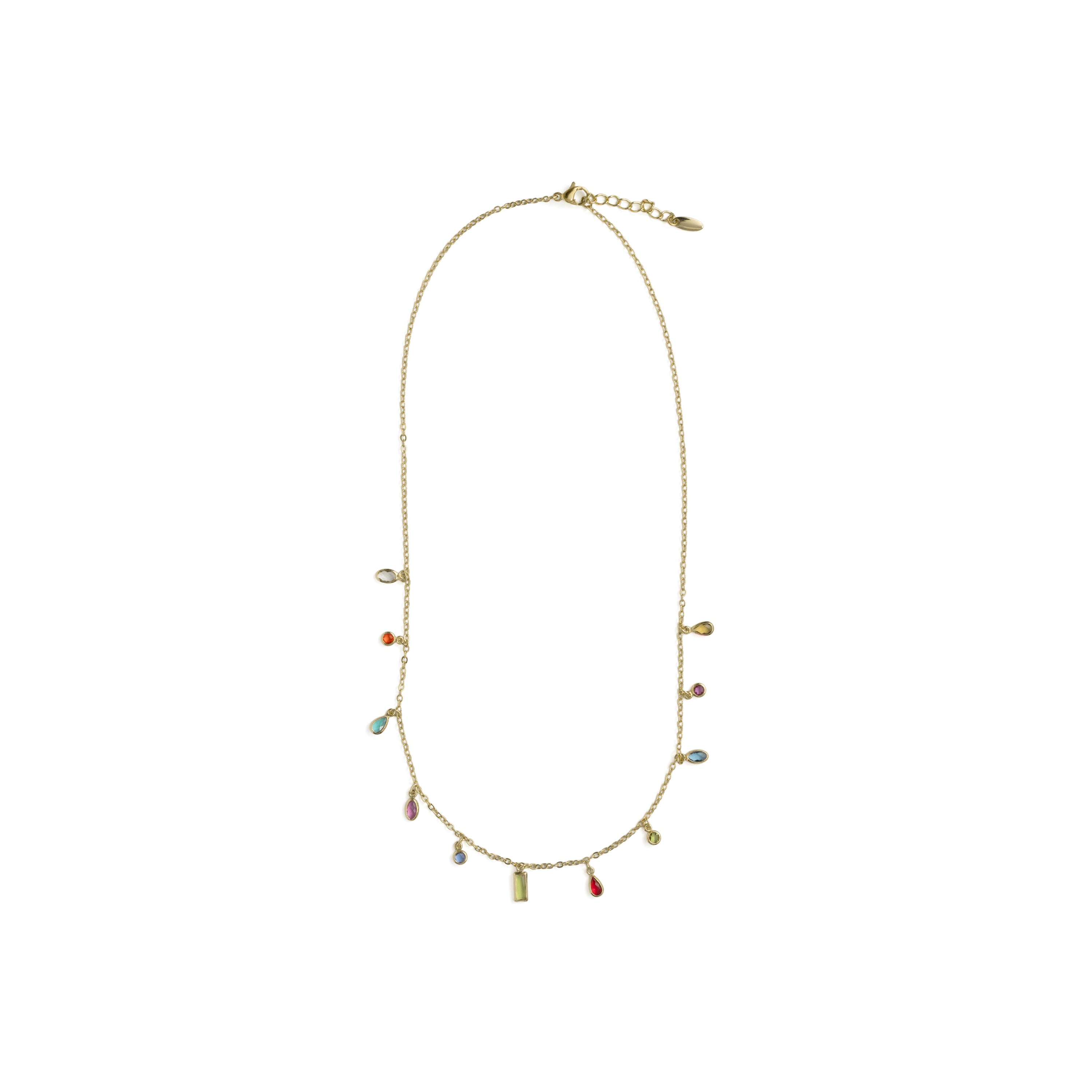 Multicolor Zircon Necklace with 18k Yellow Gold Finish - Ayisha