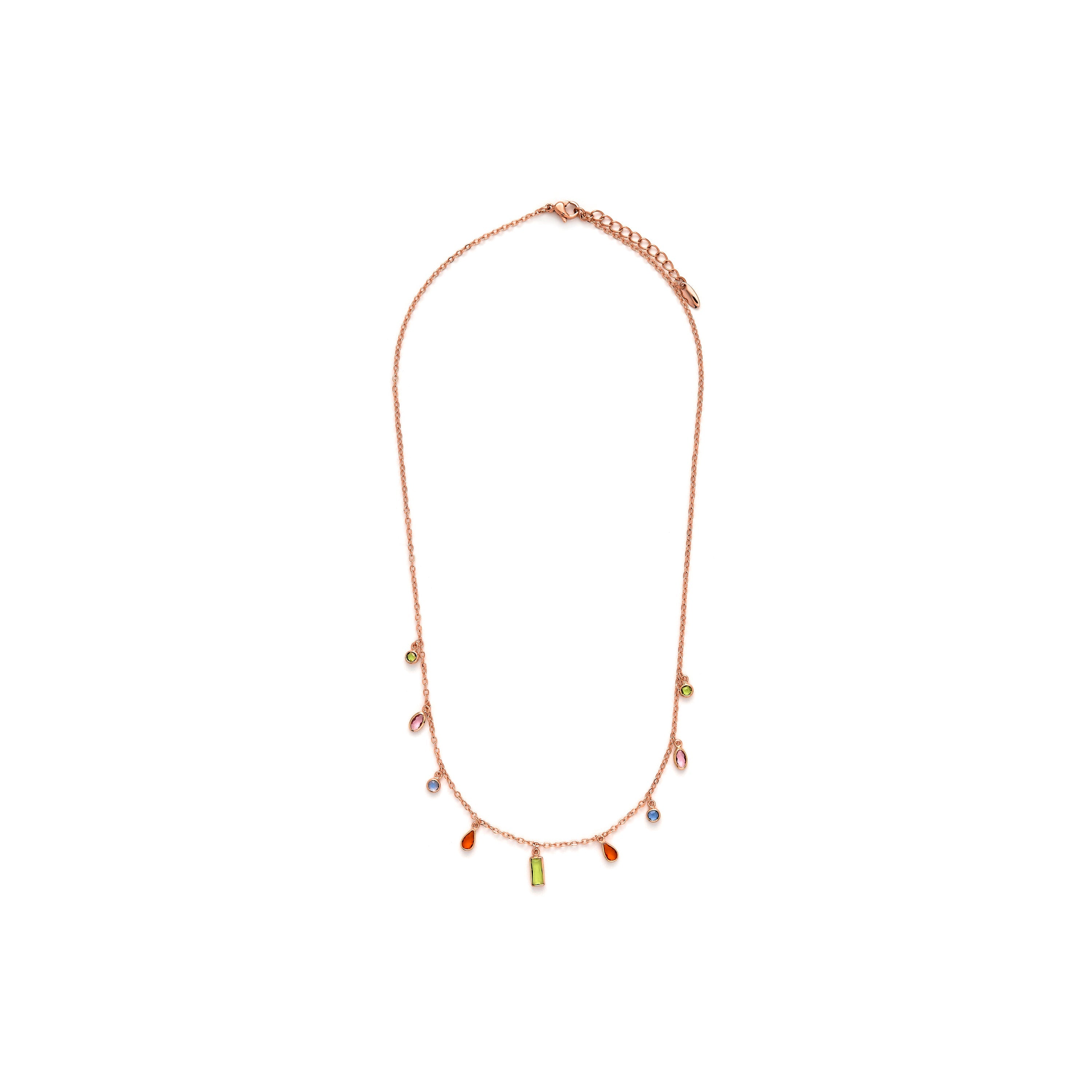 Multicolor Zircon Necklace with 18k Yellow Gold Finish - Ayisha