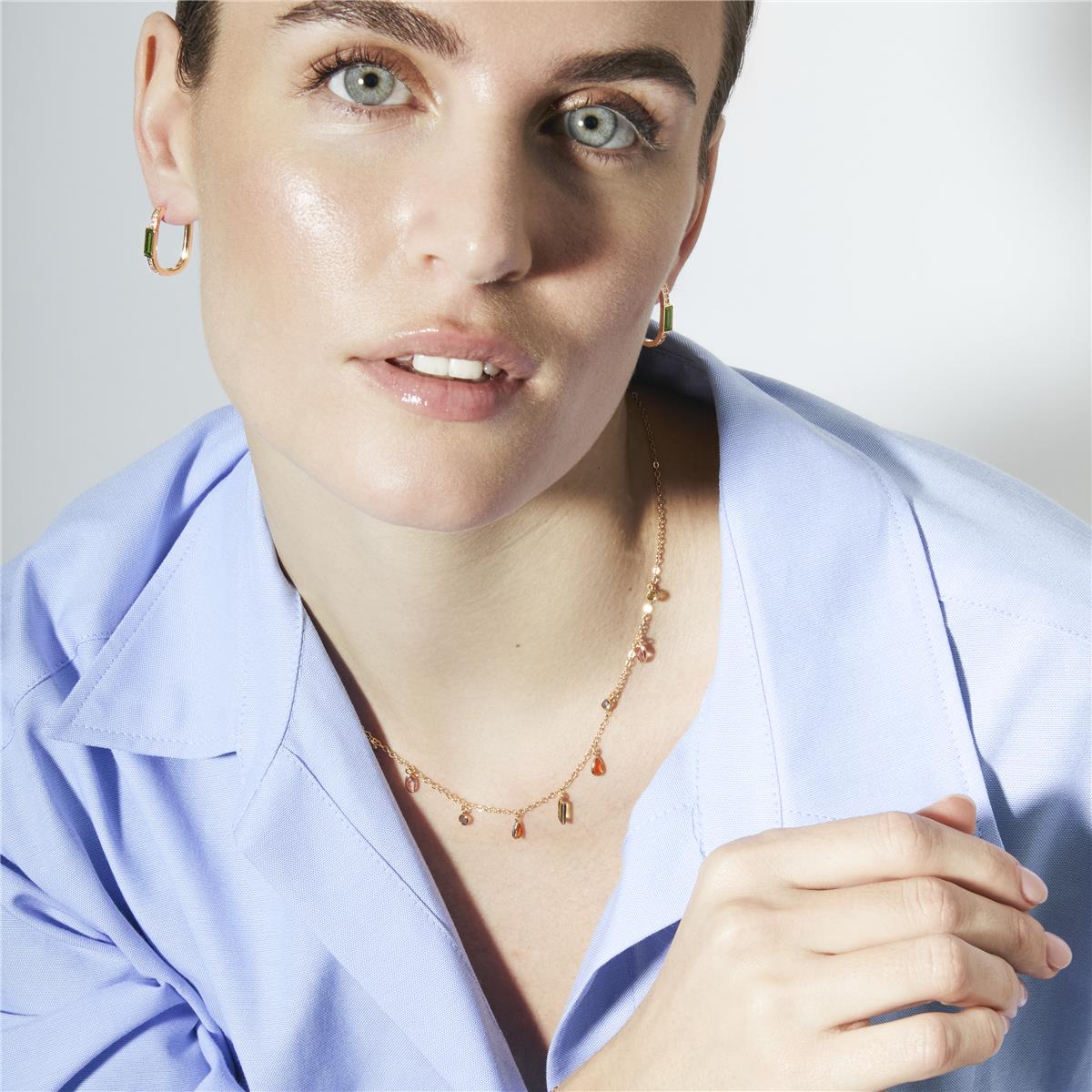 Multicolor Zircon Necklace with 18k Yellow Gold Finish - Ayisha