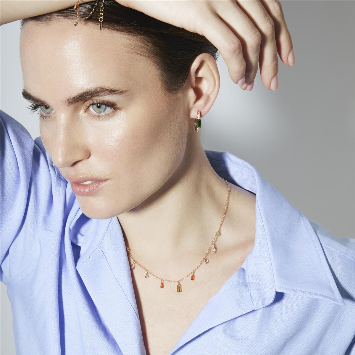 Multicolor Zircon Necklace with 18k Yellow Gold Finish - Ayisha