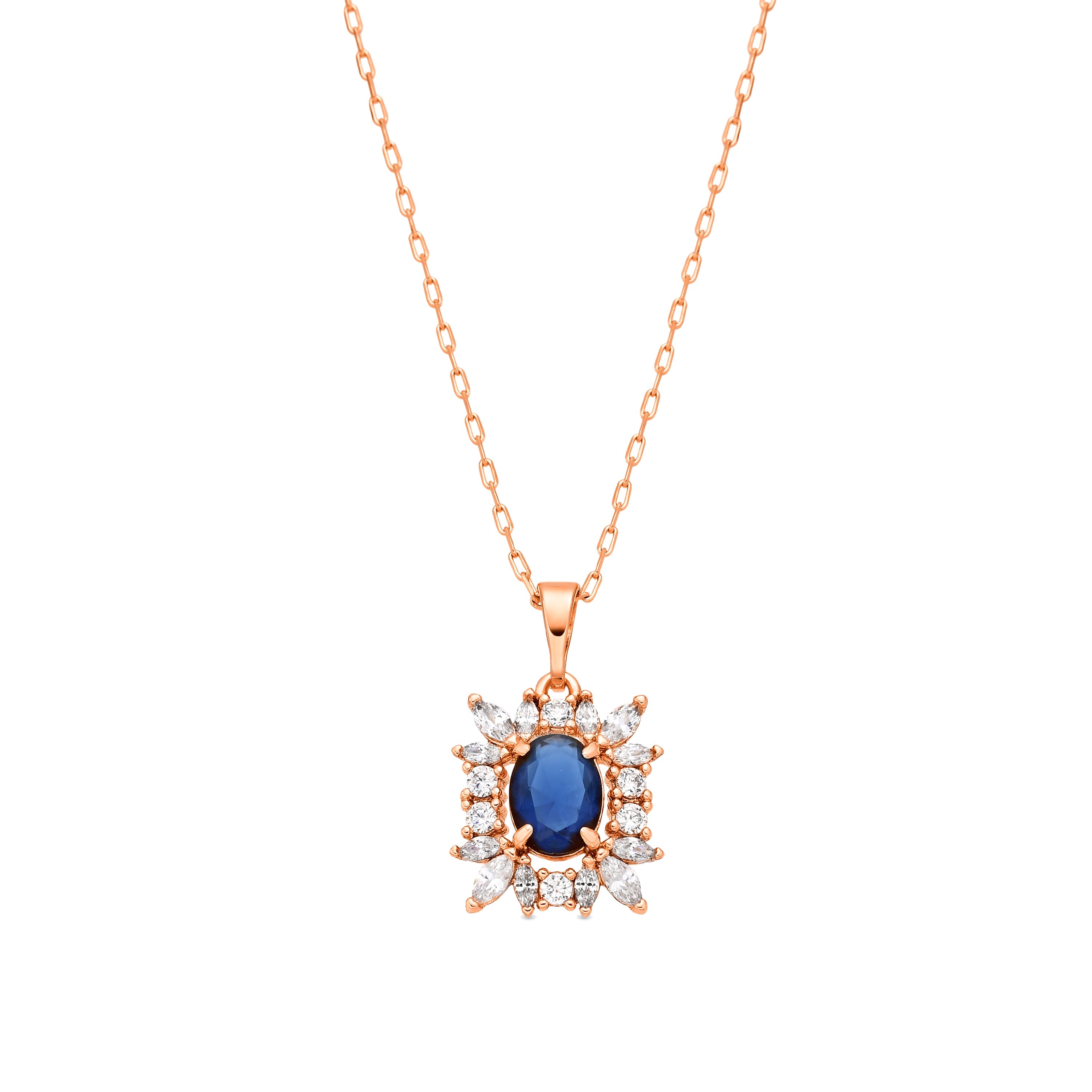 18k Yellow Gold-Plated Sapphire Zircon Necklace - Trazio