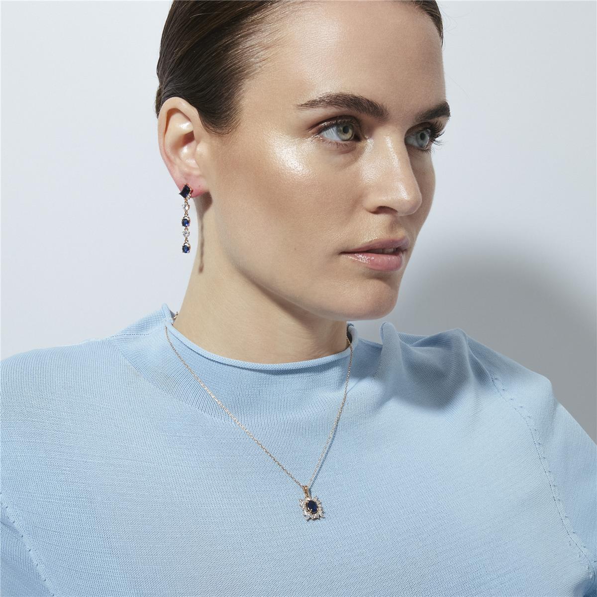 18k Yellow Gold-Plated Sapphire Zircon Necklace - Trazio
