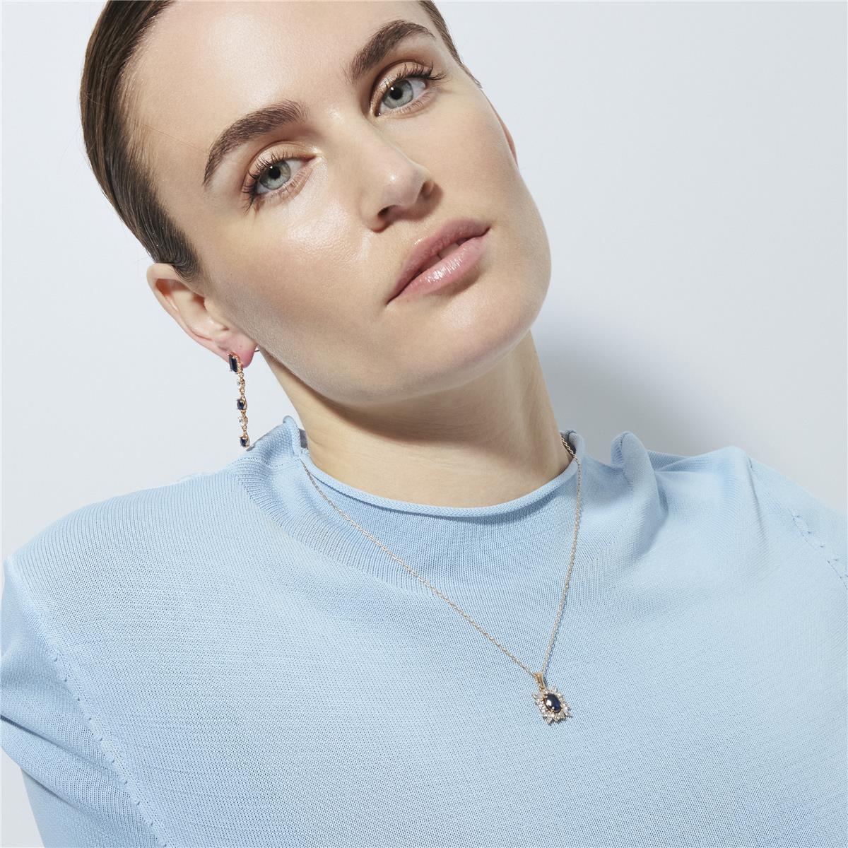 18k Yellow Gold-Plated Sapphire Zircon Necklace - Trazio