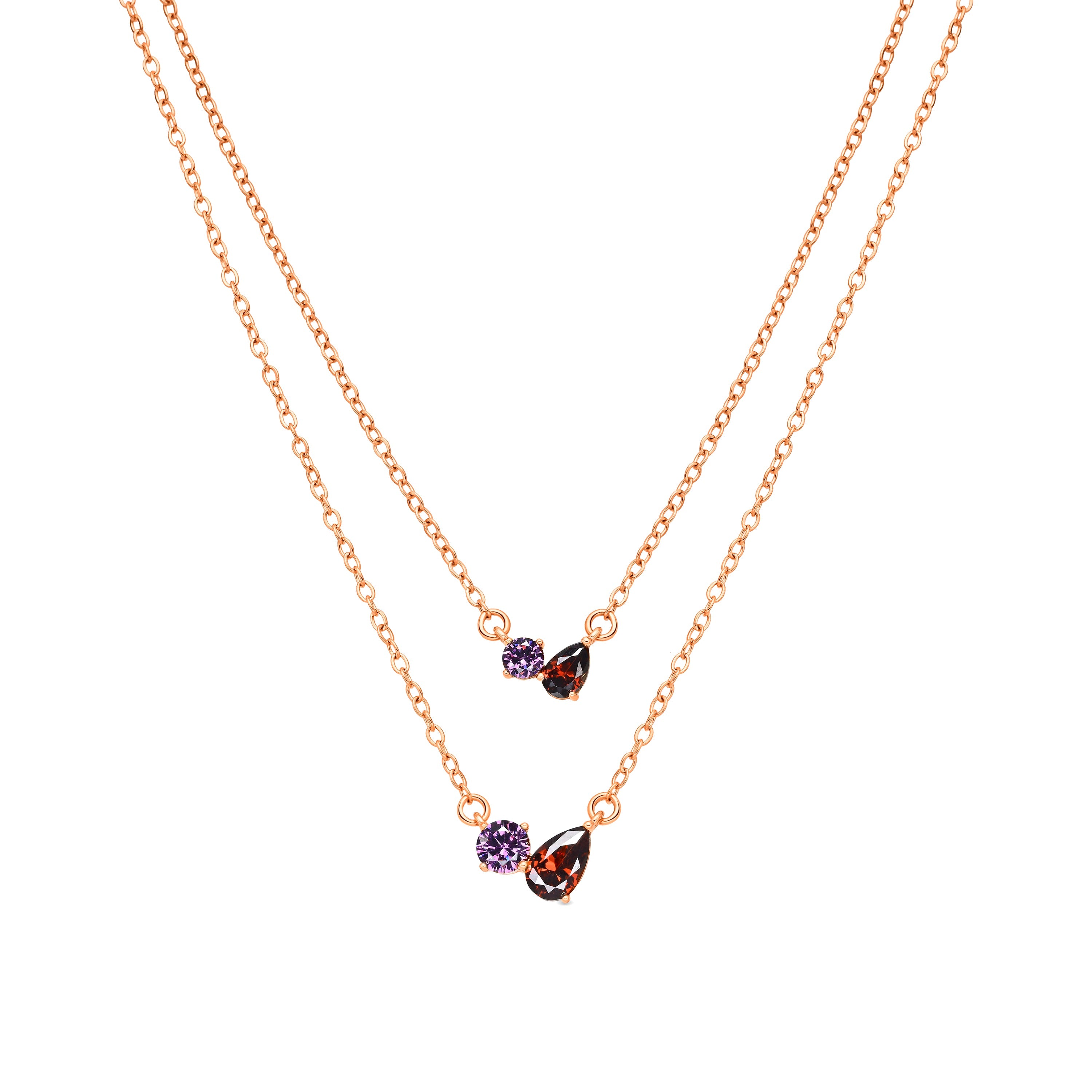 Multicolor Zircon Necklace with 18k Yellow Gold Finish - Yasel