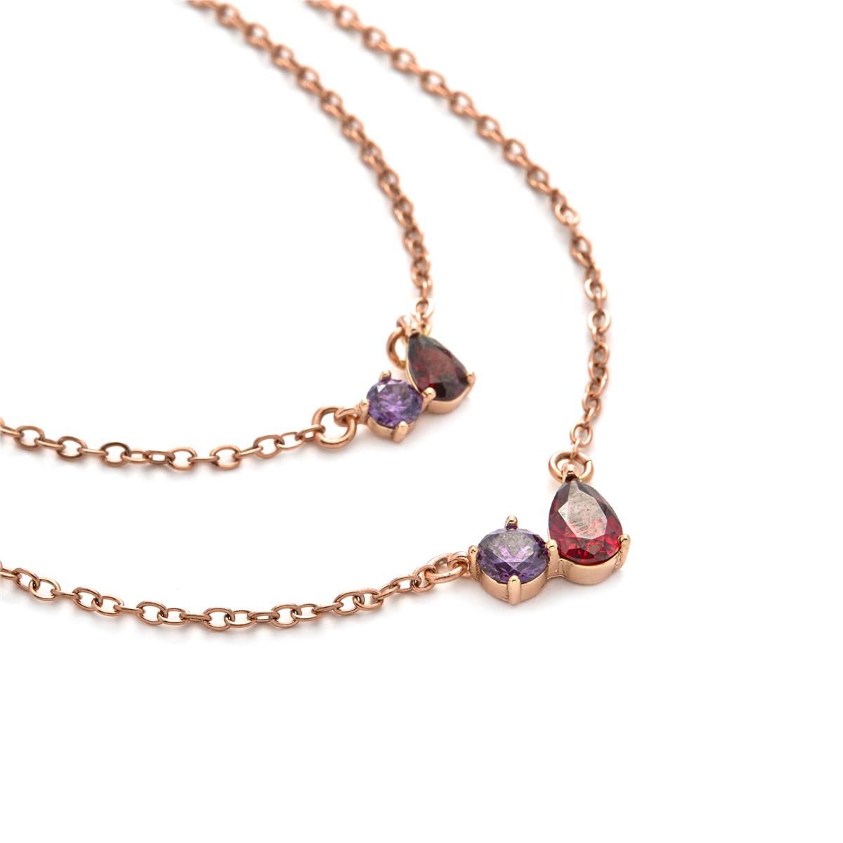 Multicolor Zircon Necklace with 18k Yellow Gold Finish - Yasel