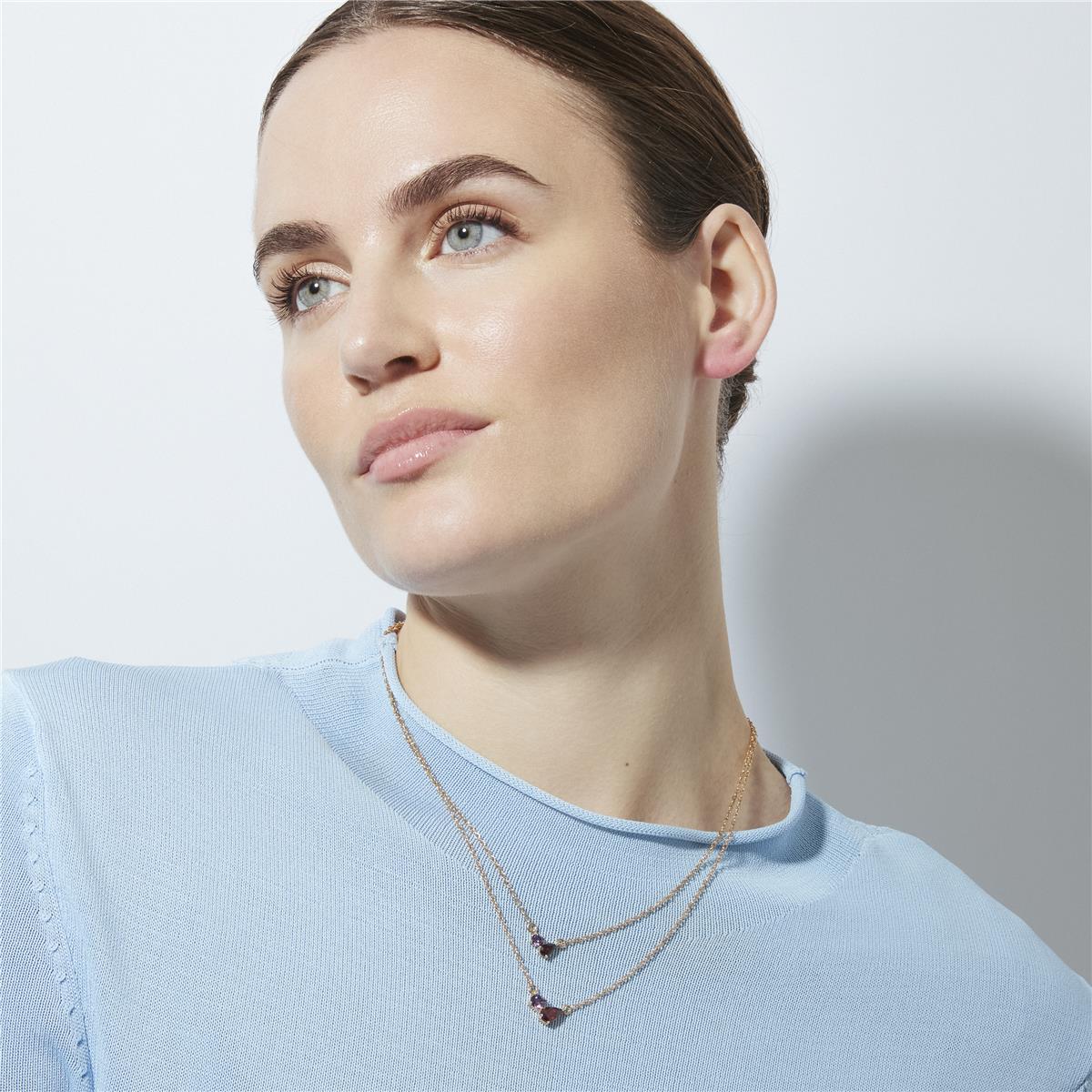 Multicolor Zircon Necklace with 18k Yellow Gold Finish - Yasel