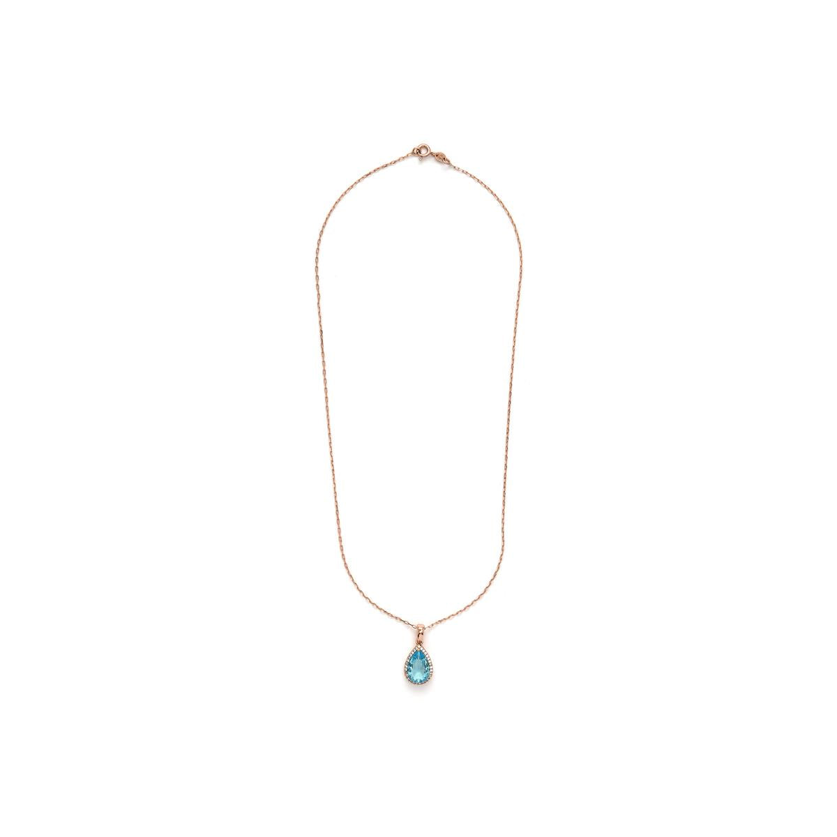 Collar de Circonita Aguamarina acabado en oro amarillo de 18k - Dota