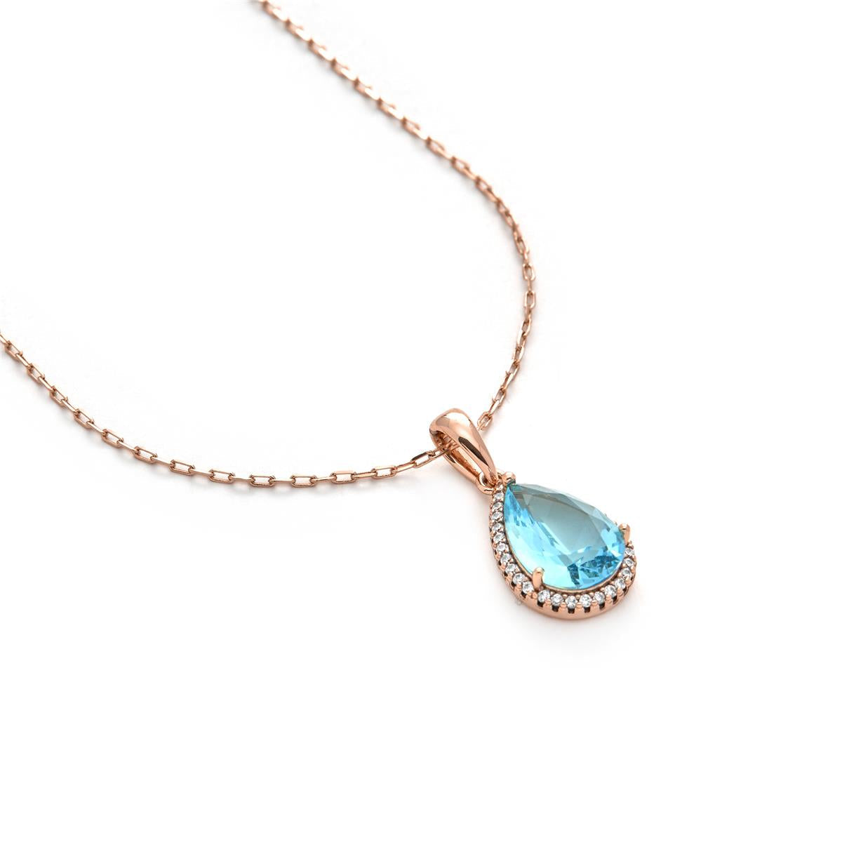 Collar de Circonita Aguamarina acabado en oro amarillo de 18k - Dota