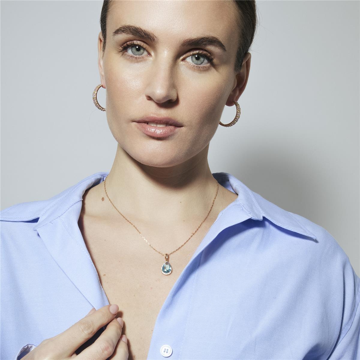 Collar de Circonita Aguamarina acabado en oro amarillo de 18k - Dota