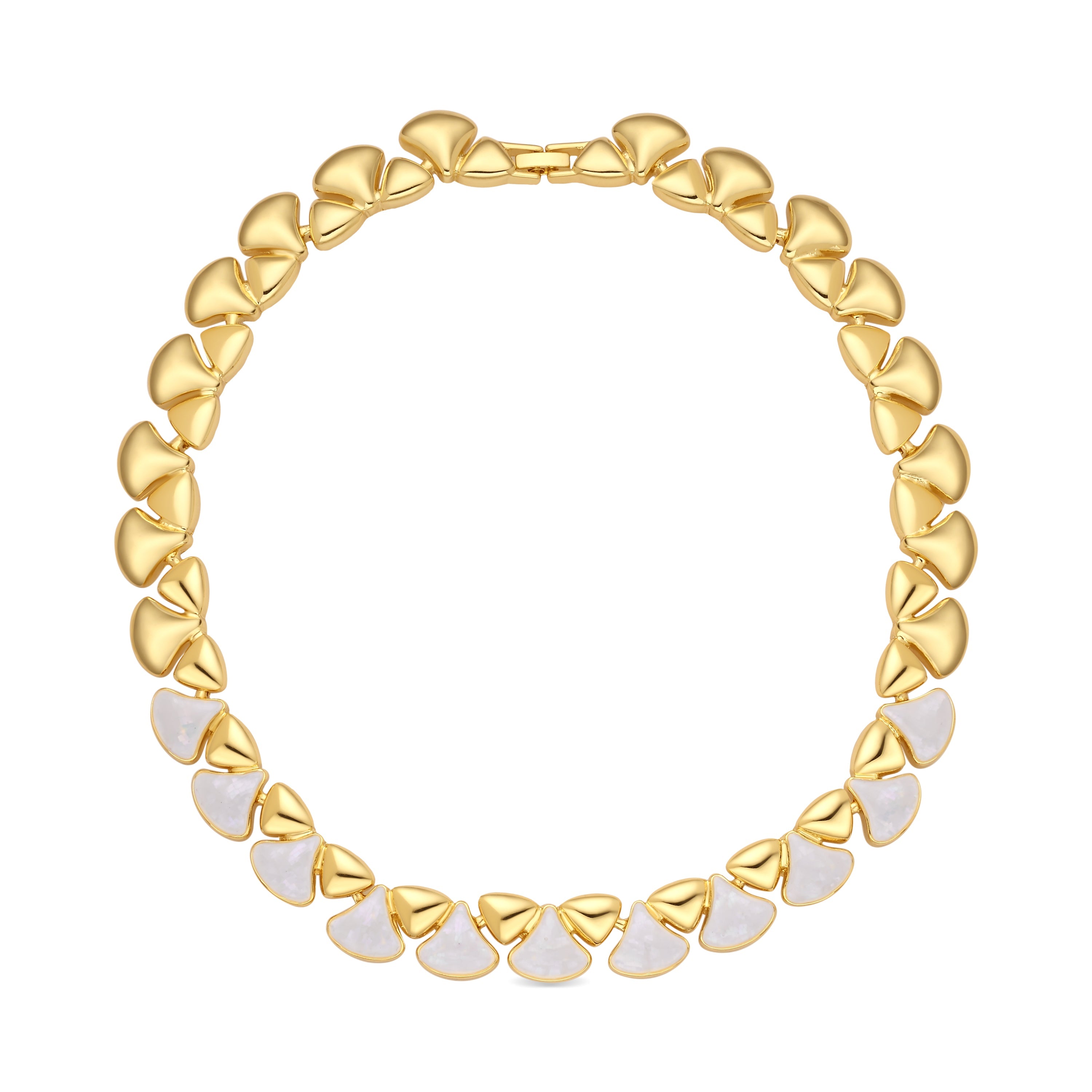Collar de Madreperla Blanca acabado en oro amarillo de 18k - Riub