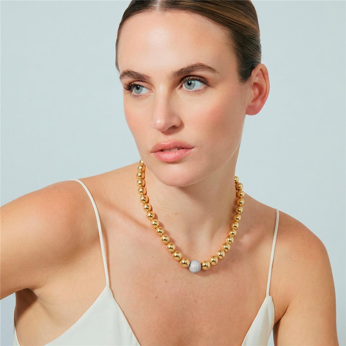 Sparkling Zircon Necklace in 18k Yellow Gold Finish - Avihe