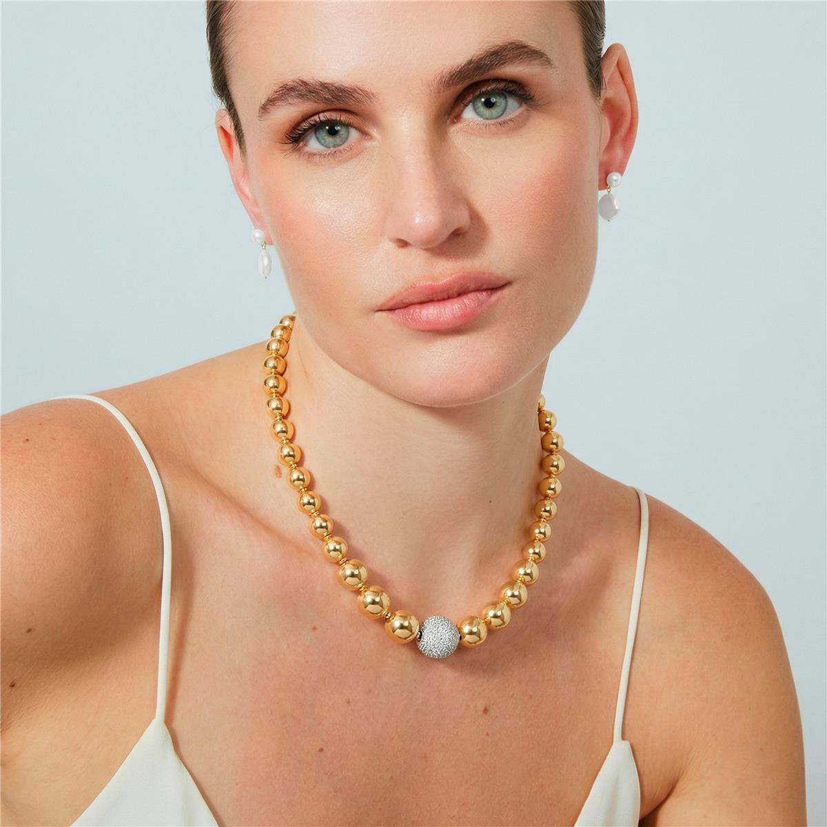 Sparkling Zircon Necklace in 18k Yellow Gold Finish - Avihe