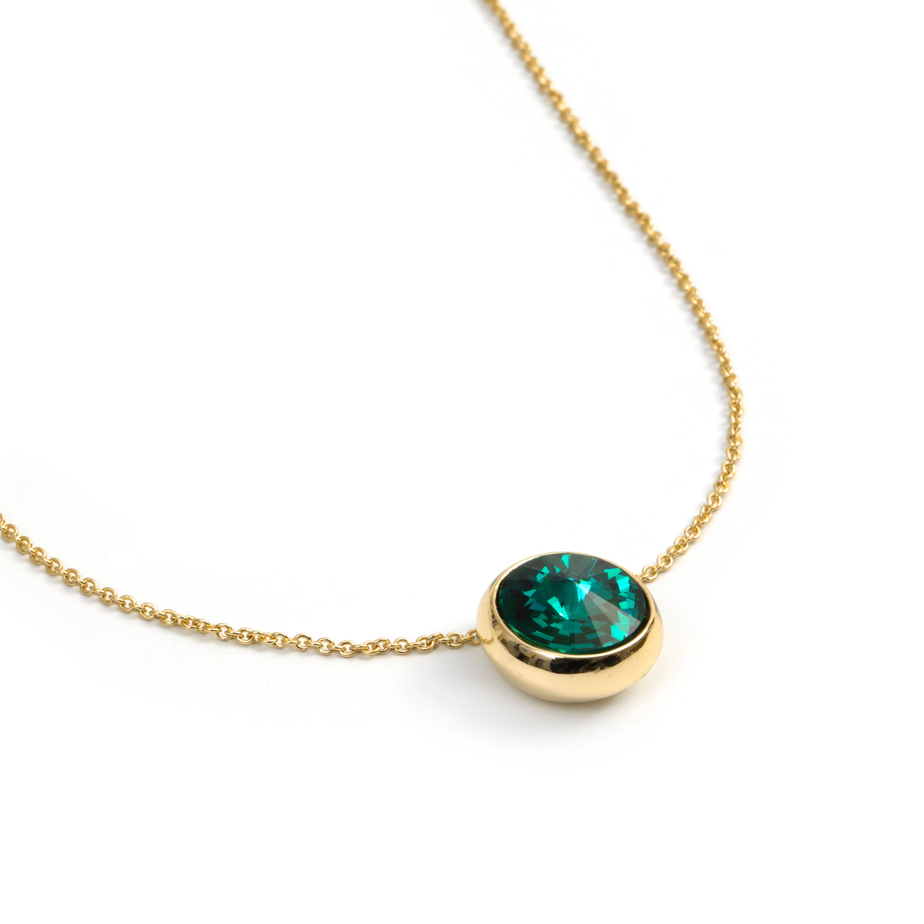 Collar de Cristal Verde acabado en oro amarillo de 18k - Ness