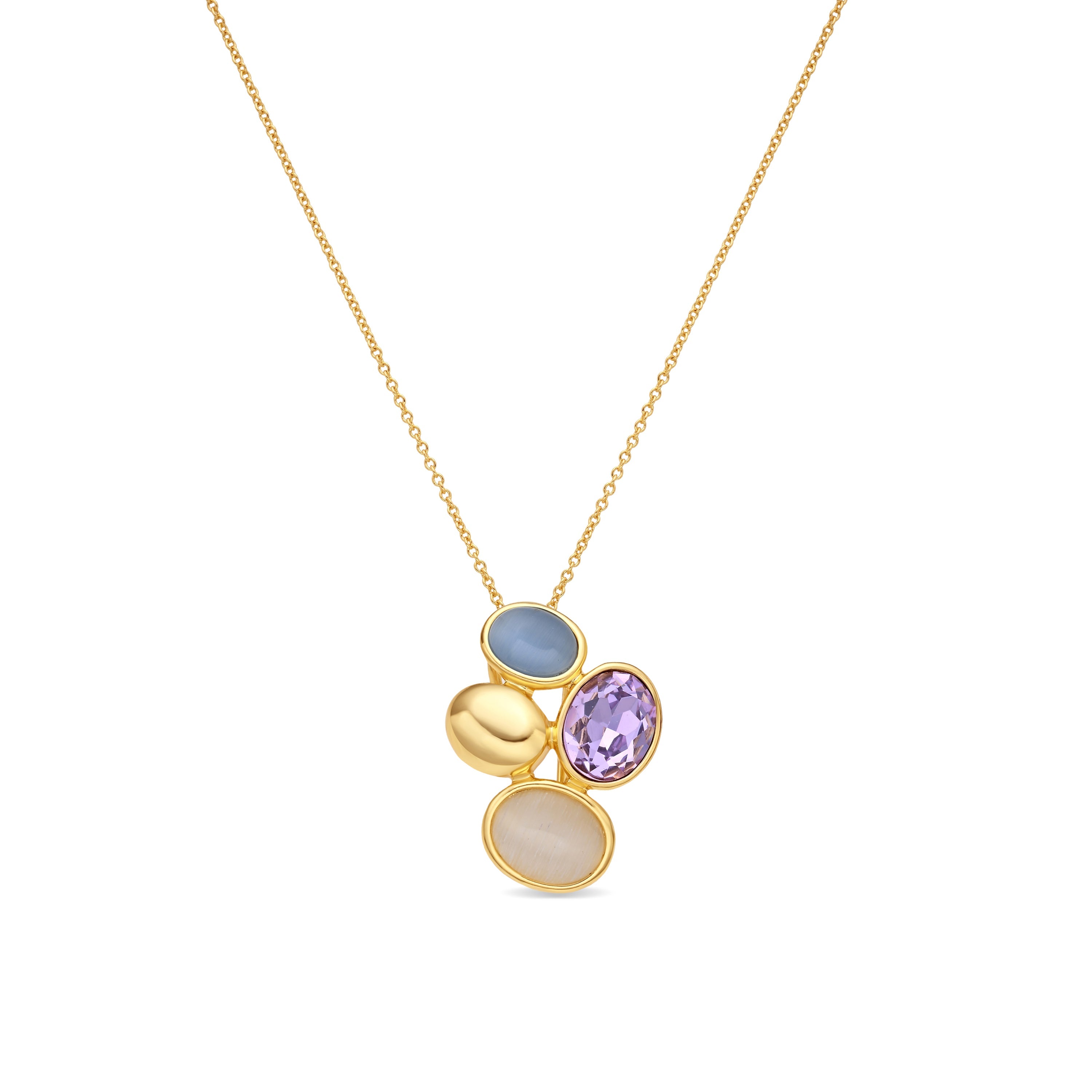 18k yellow gold-plated purple crystal necklace - Sionu