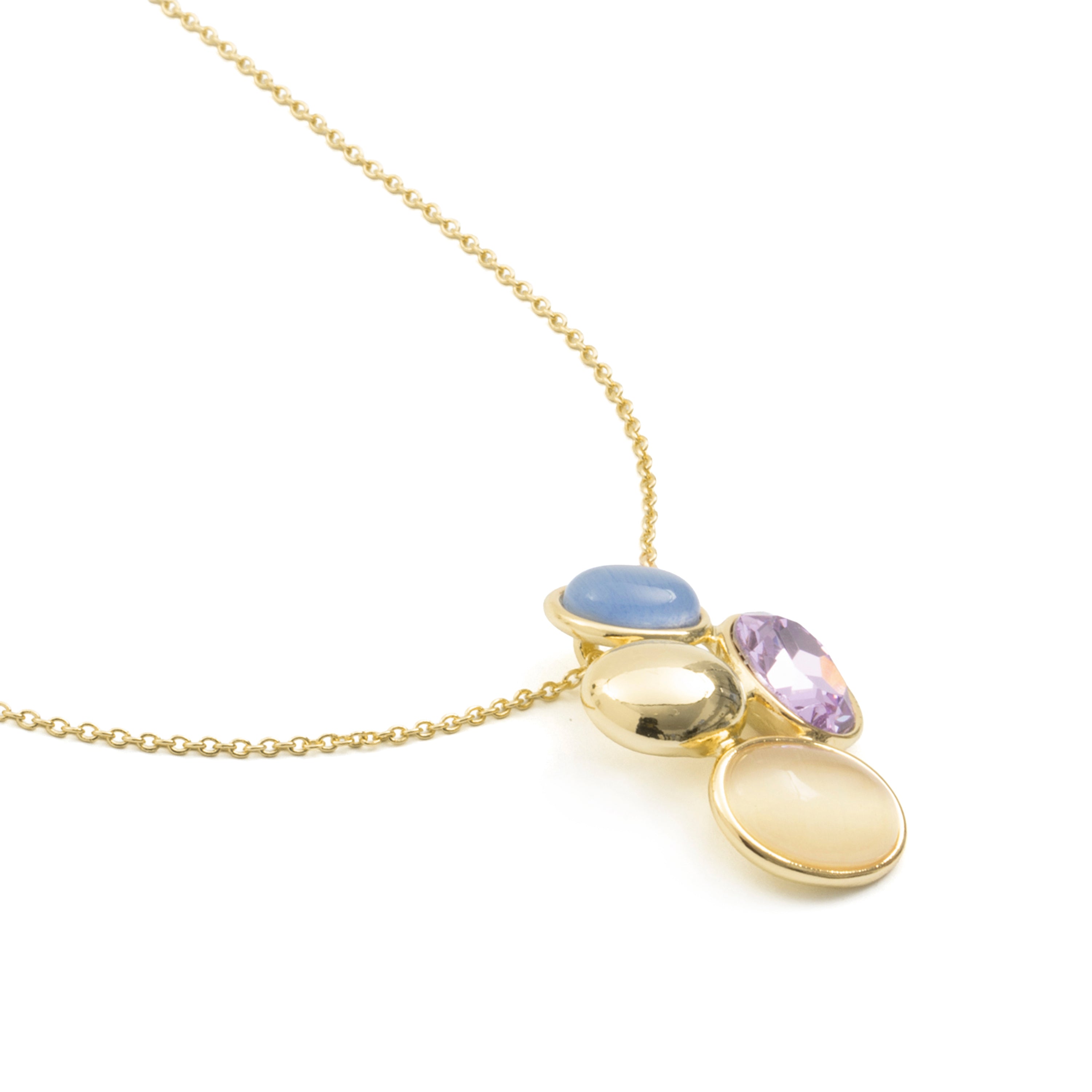 Collar de Cristal Morado acabado en oro amarillo de 18k - Sionu