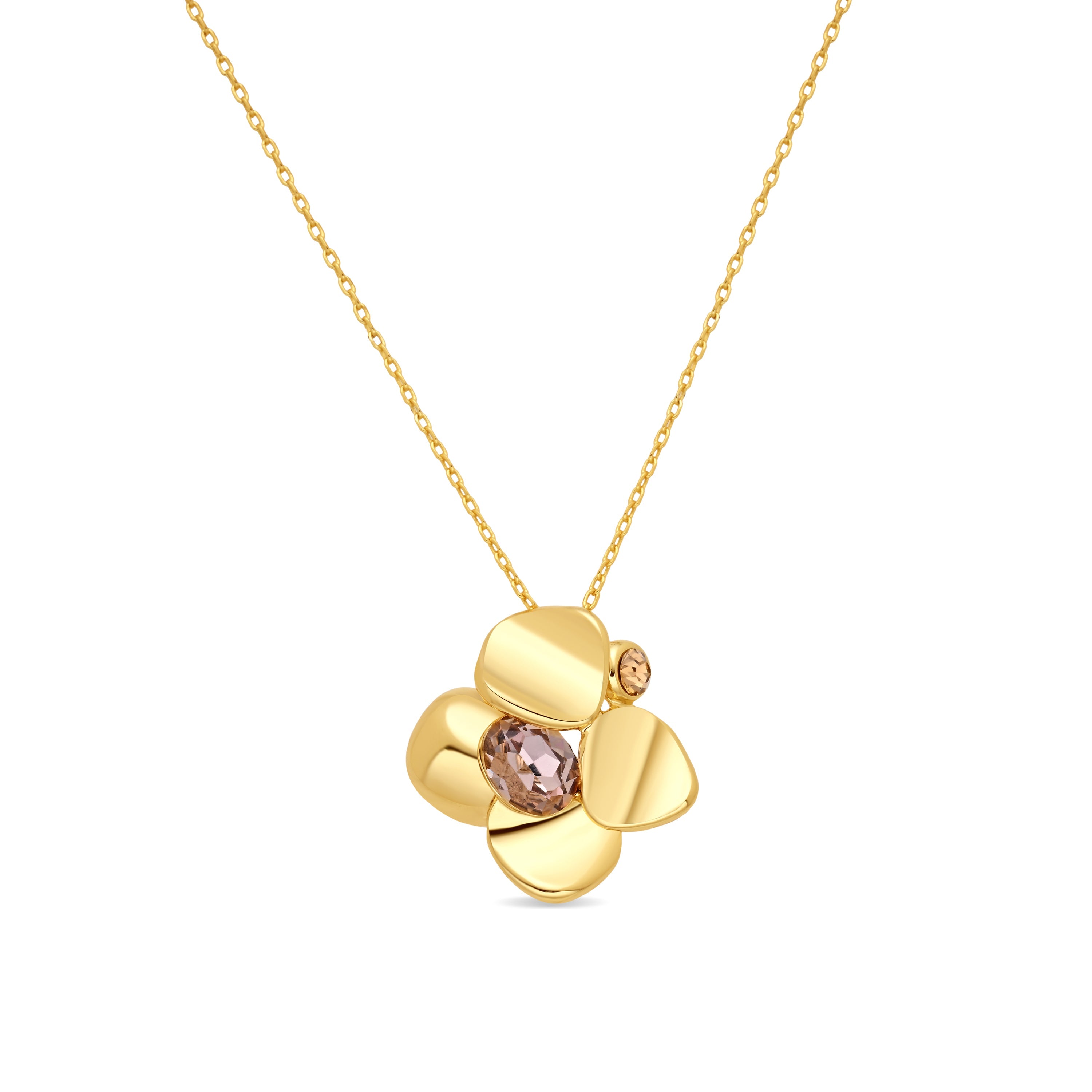 Rose Crystal Necklace finished in 18k yellow gold - Dilom