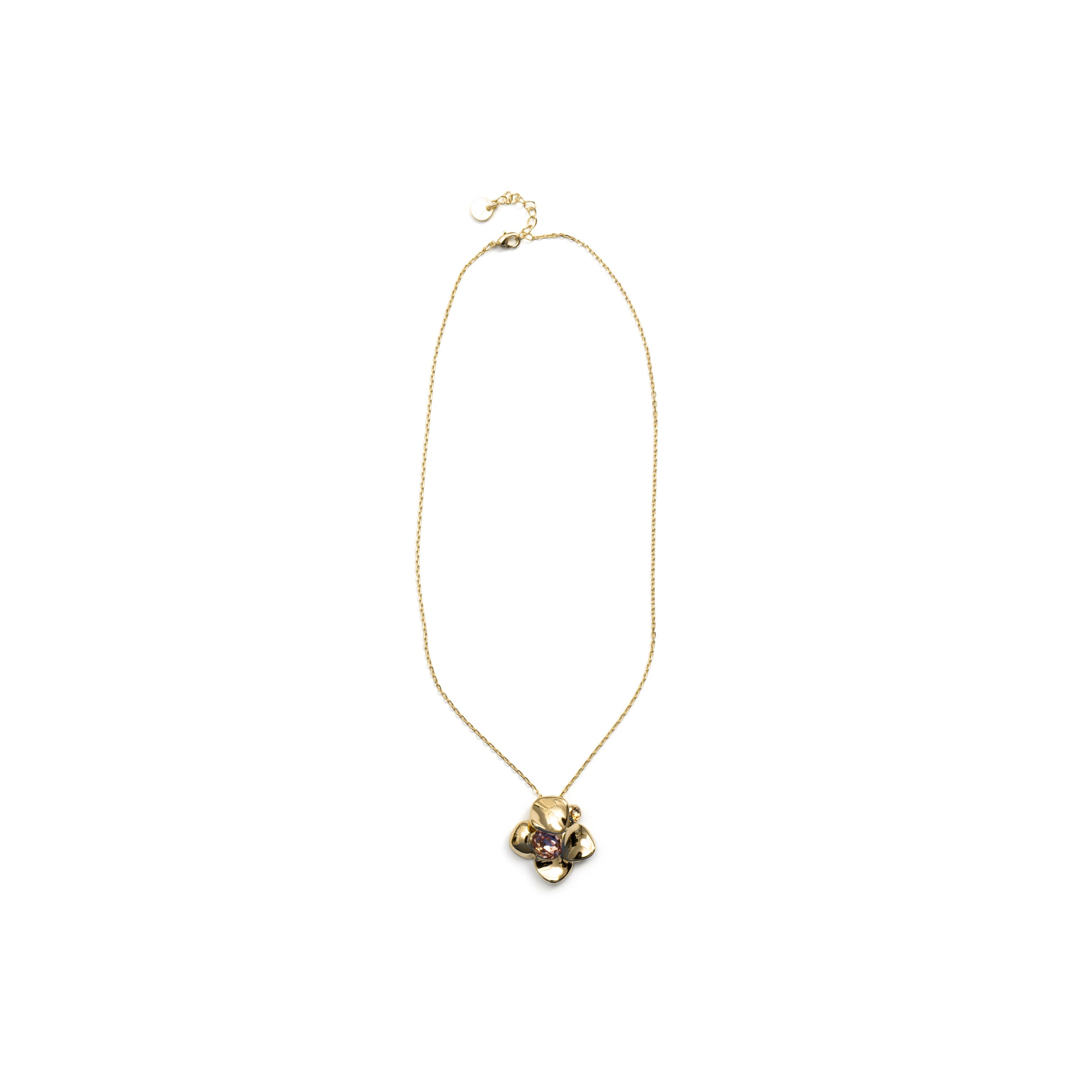 Rose Crystal Necklace finished in 18k yellow gold - Dilom