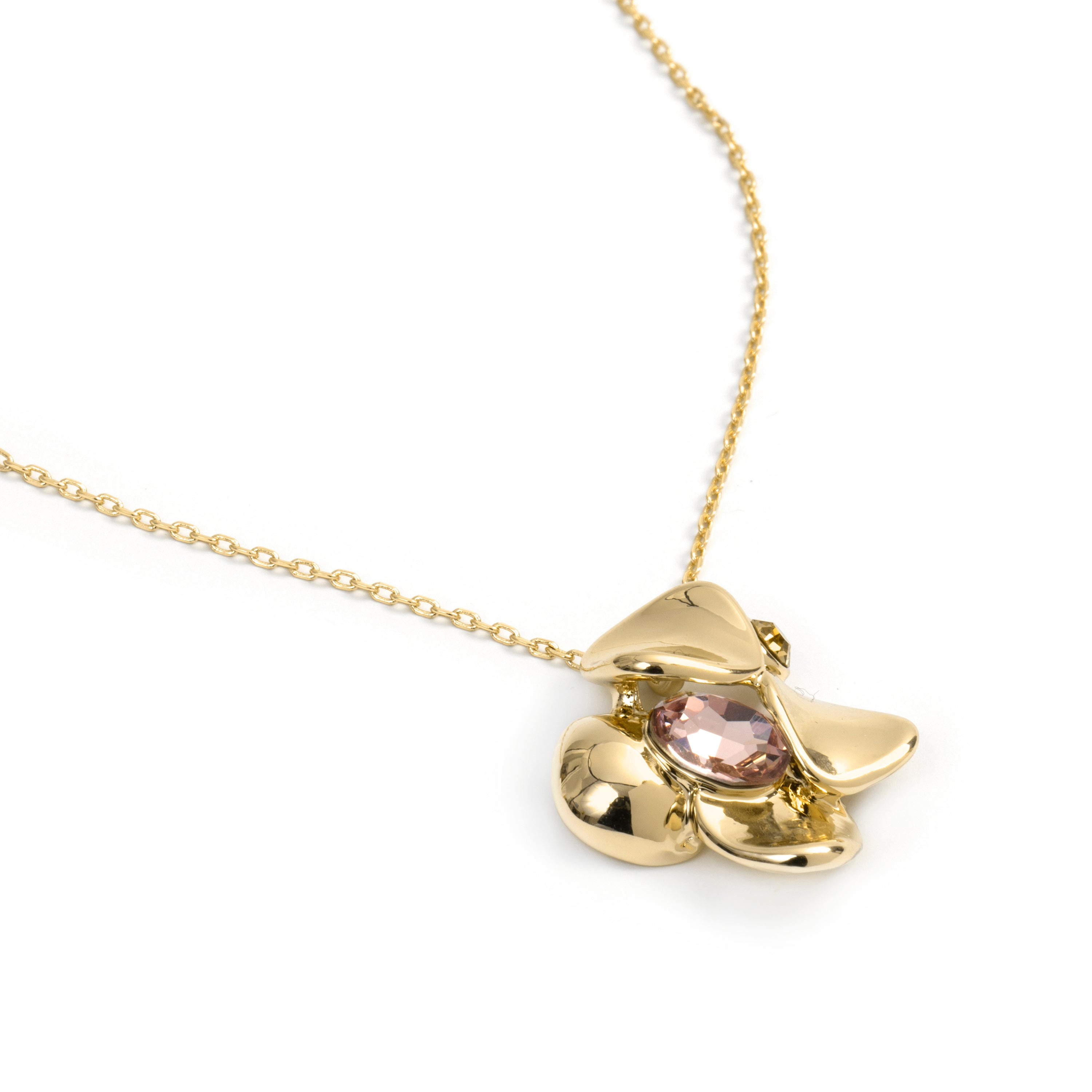 Rose Crystal Necklace finished in 18k yellow gold - Dilom