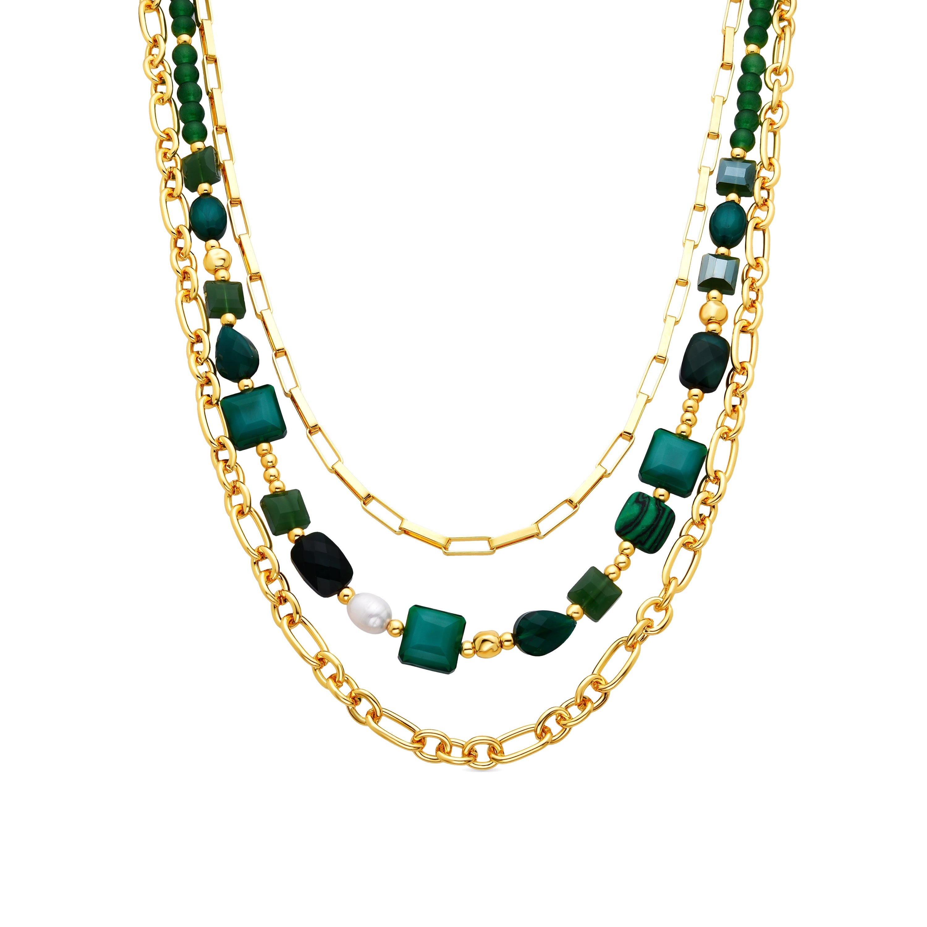 18k yellow gold and green resin finished necklace - Nyste