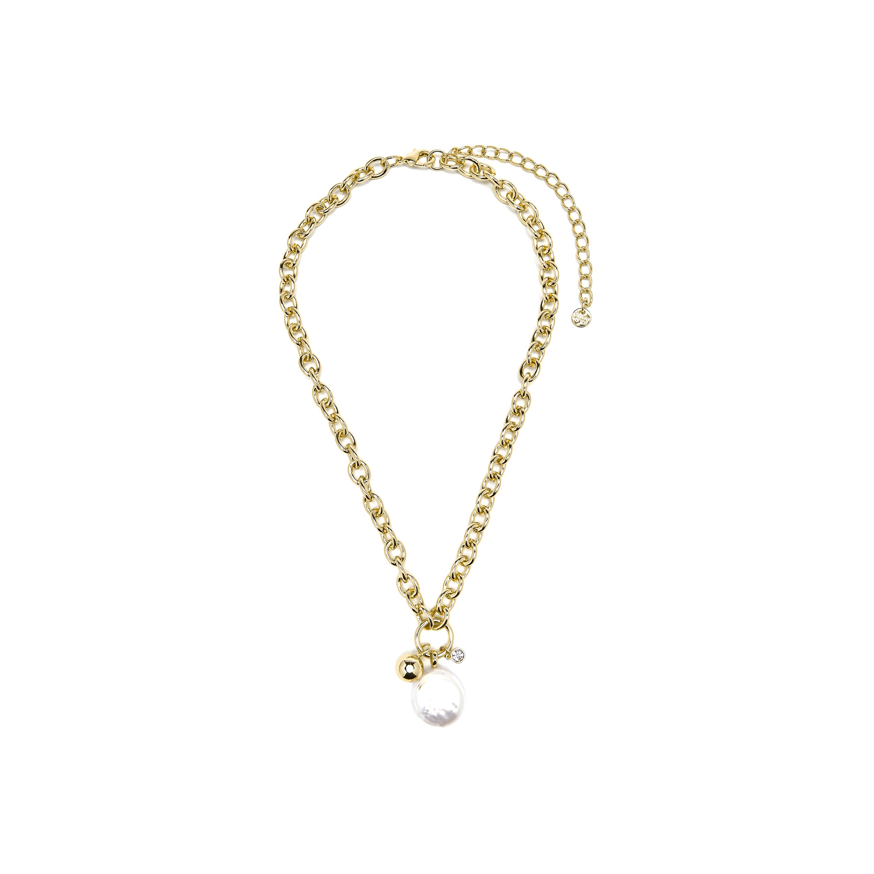 18k yellow gold and white pearl necklace - Rinwe