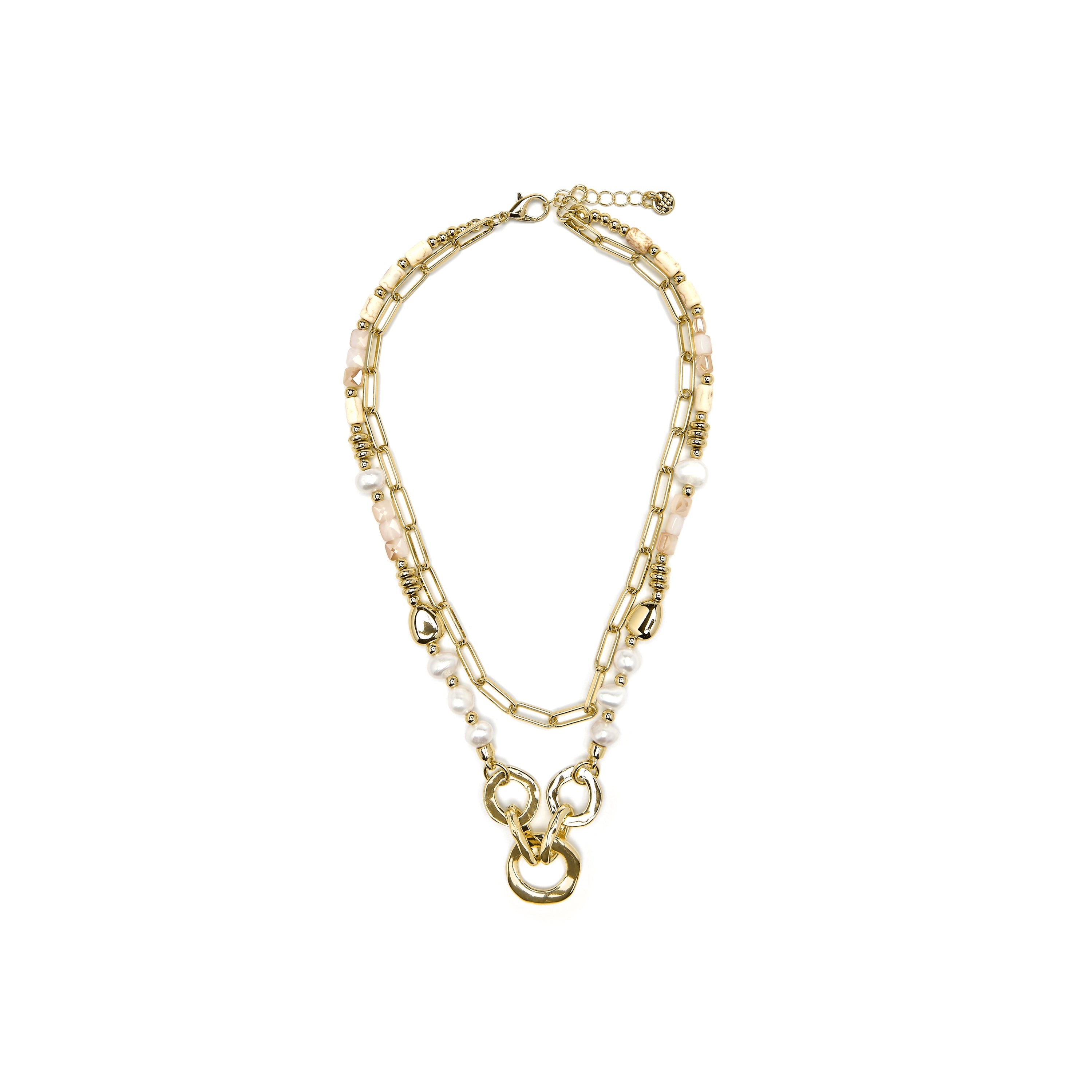 18k yellow gold and white pearl necklace - Diriki
