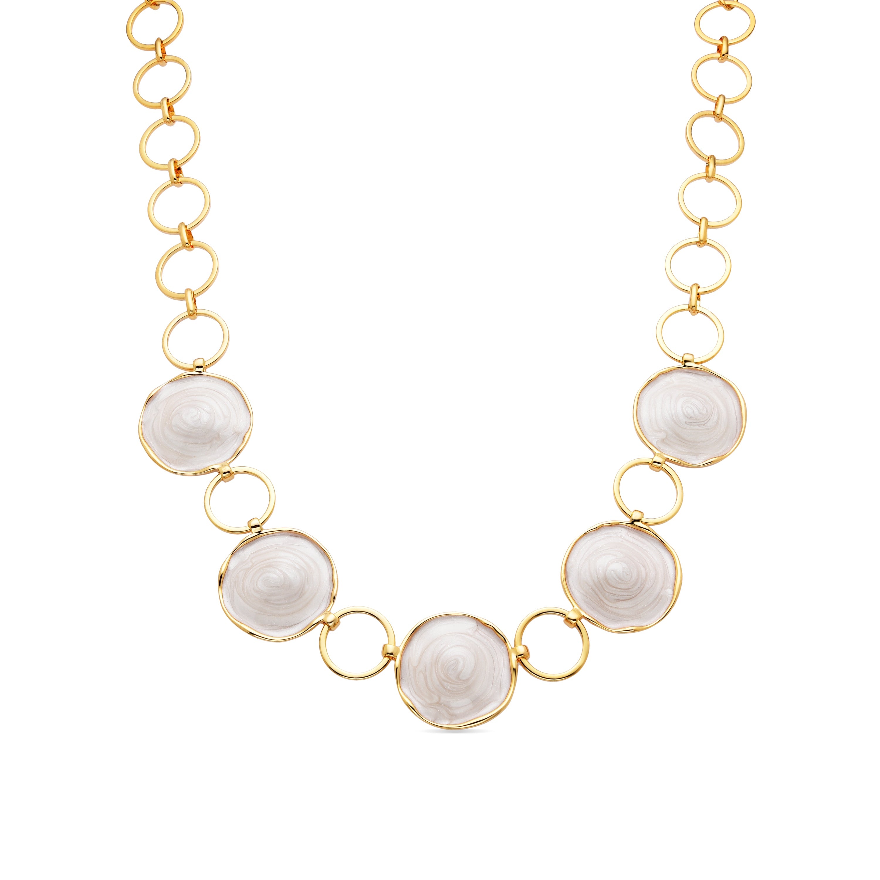 18k Yellow Gold and White Lacquer Necklace - Huldio