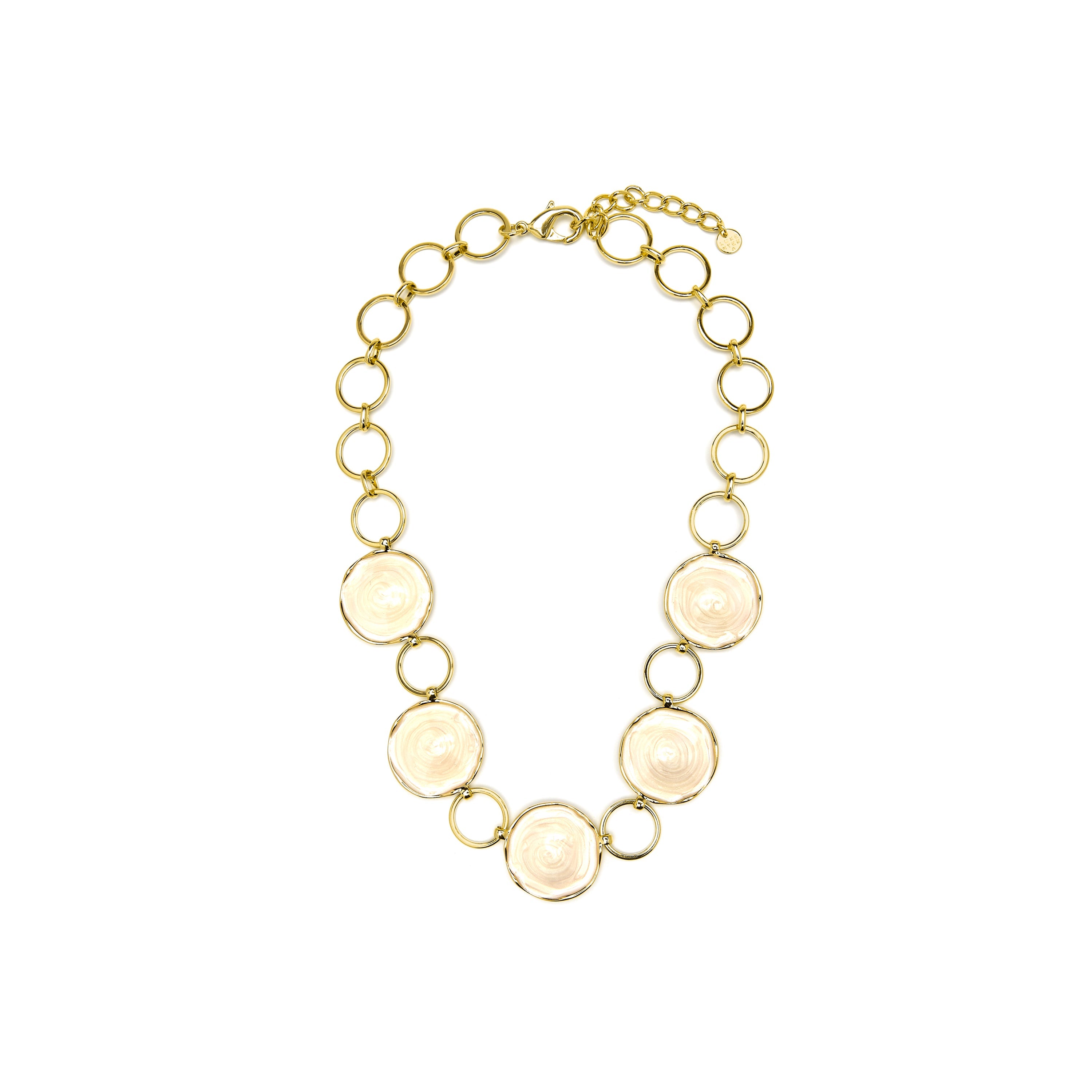18k Yellow Gold and White Lacquer Necklace - Huldio