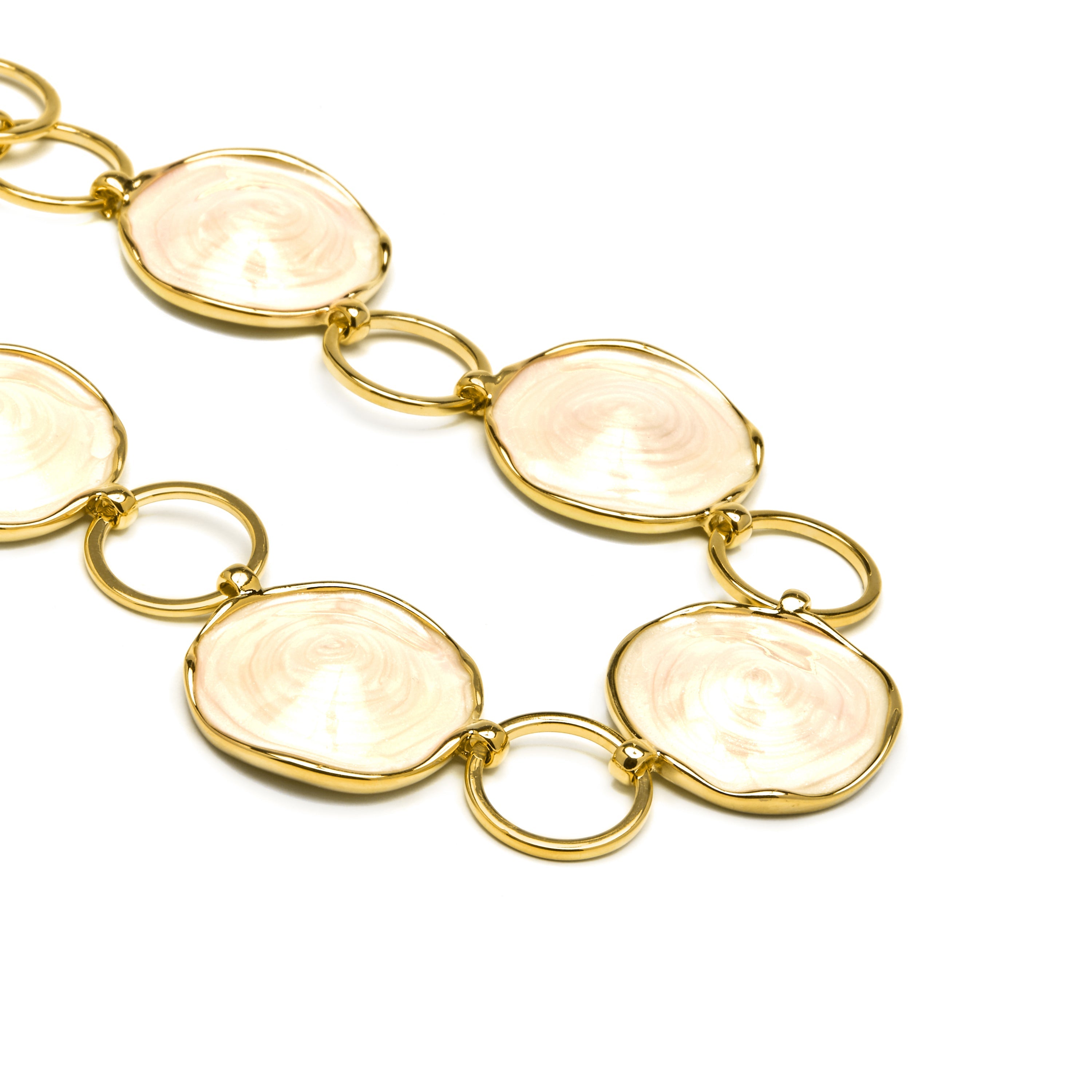 18k Yellow Gold and White Lacquer Necklace - Huldio
