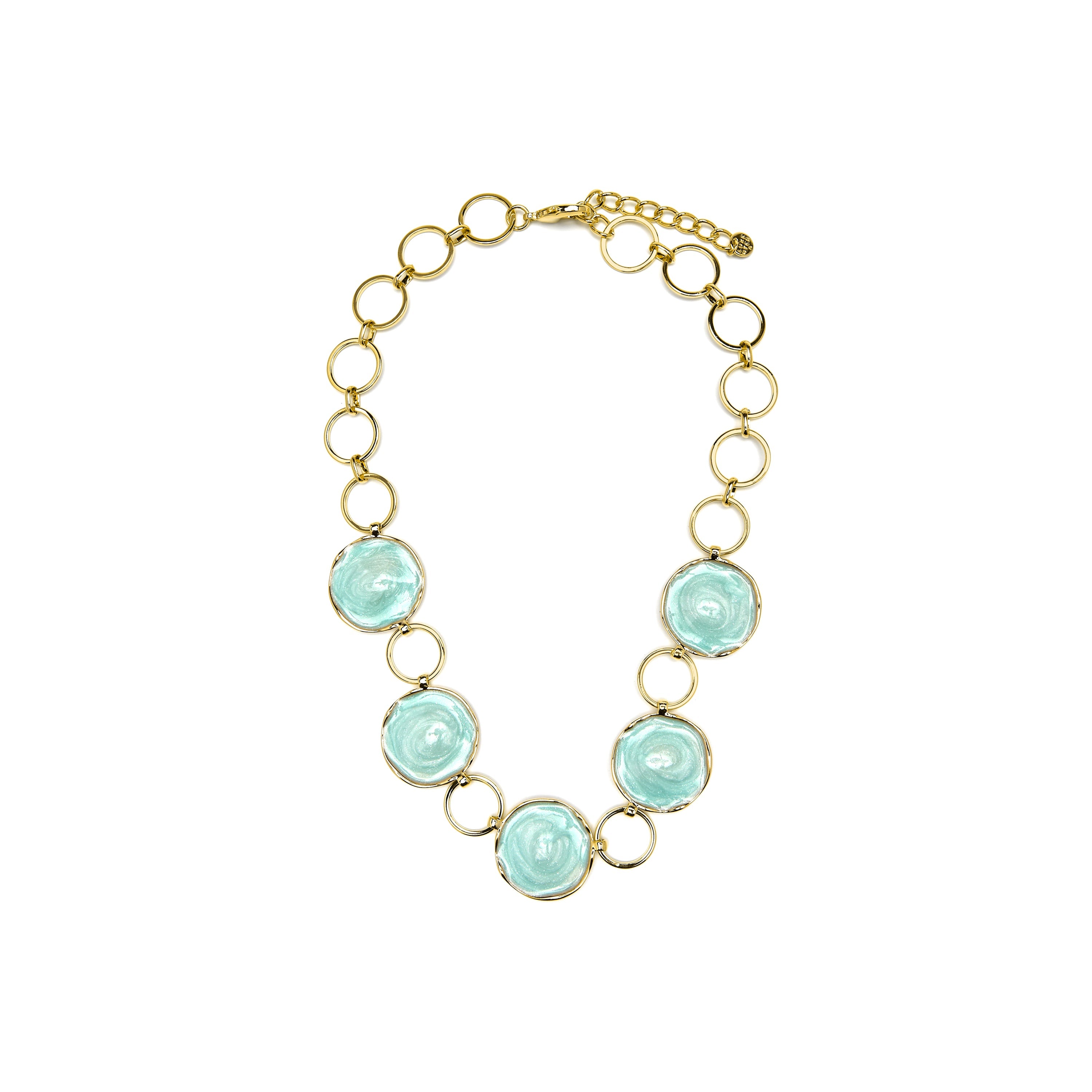 Huldio Blue Lacquer Necklace with 18k yellow gold finish