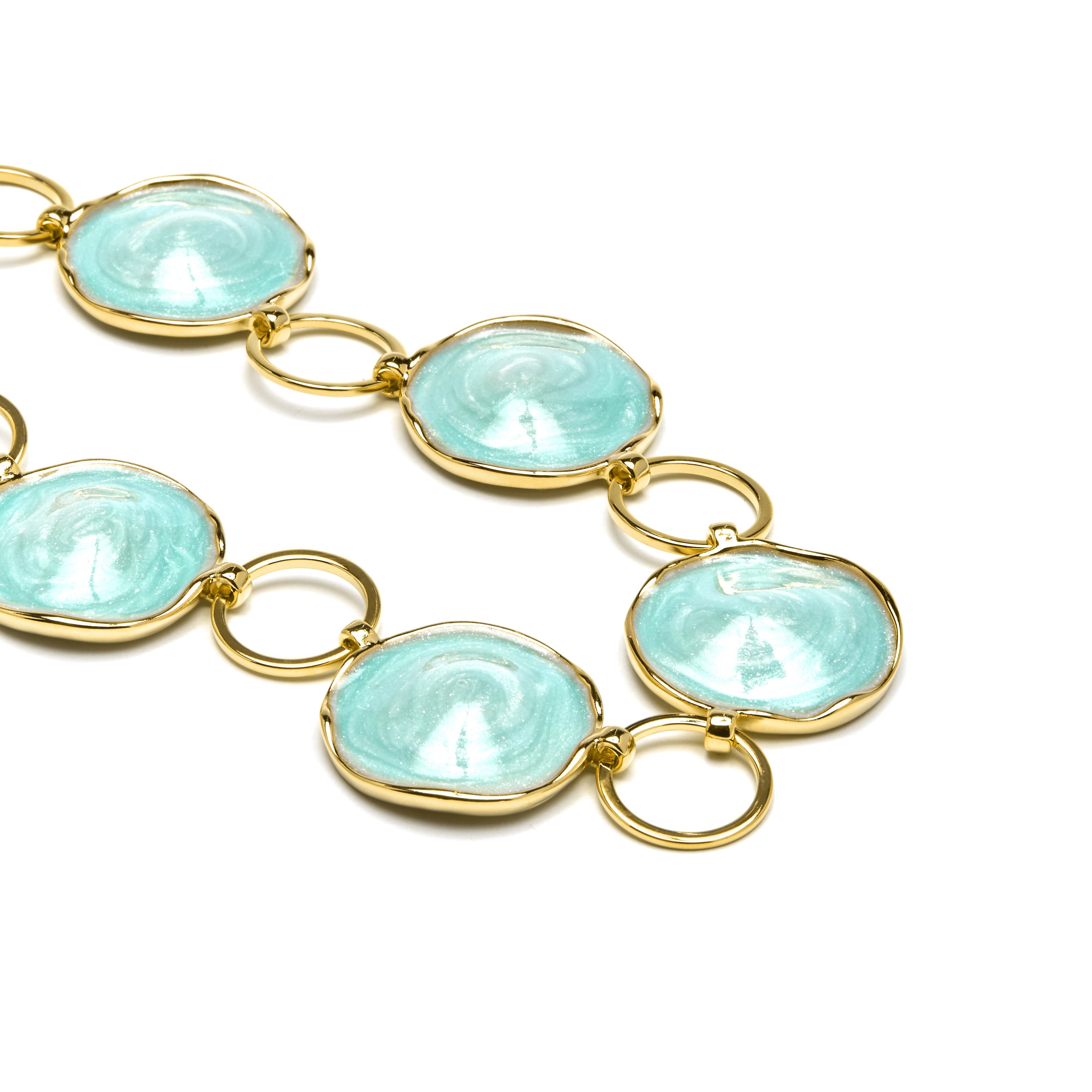 Huldio Blue Lacquer Necklace with 18k yellow gold finish