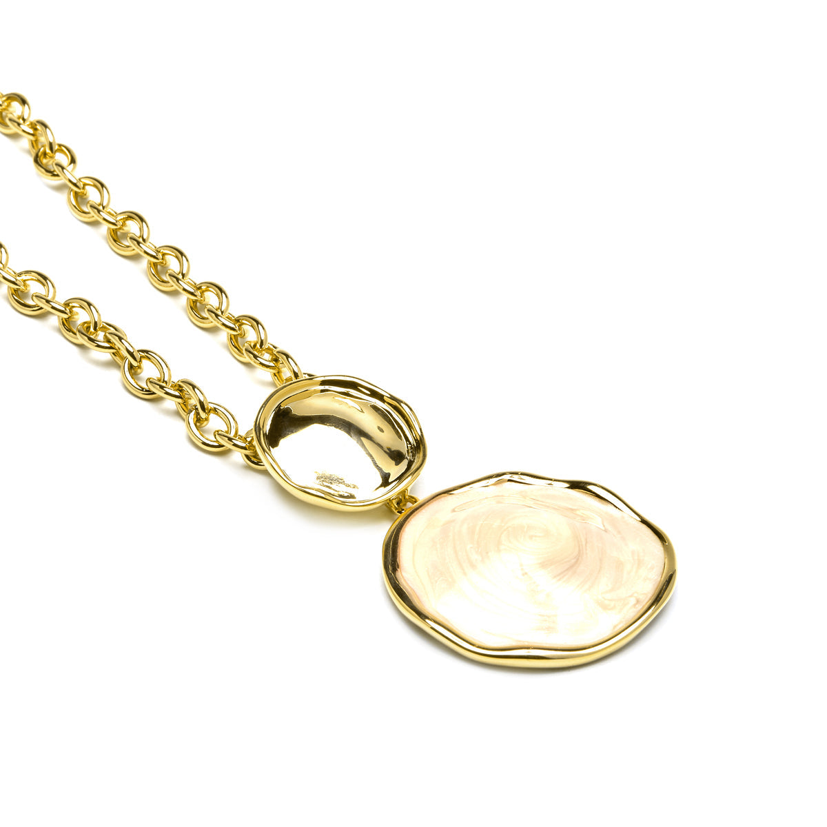 Talorzi Necklace in White Lacquer with 18k Yellow Gold Finish